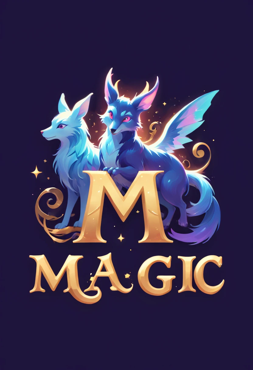 Logo "magic", text as "magic", creative Font Design, typeface, spirit of magic, magical letter-shaped animals, magical creatures, txt says "magic"