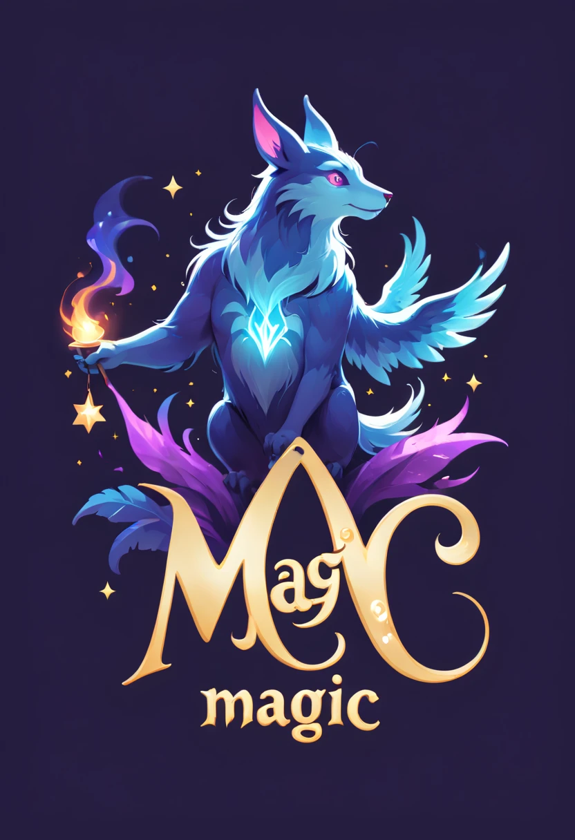 Logo "magic", text as "magic", creative Font Design, typeface, spirit of magic, magical letter-shaped animals, magical creatures, txt says "magic"