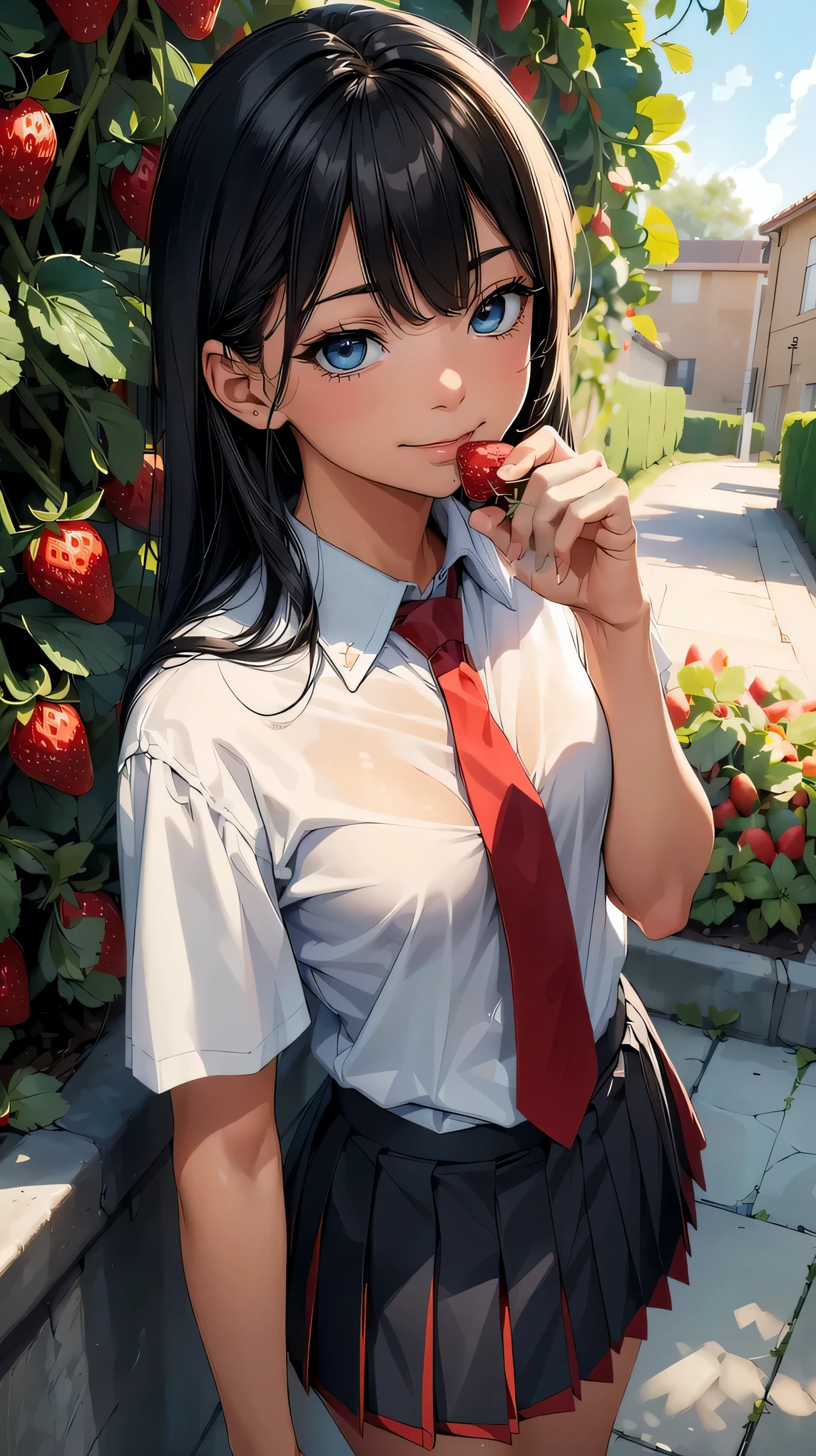 (8K, RAW photo, 最high quality, masterpiece:1.2), High-definition RAW color photo, professional photography, concept art, (((1人のlikeい女性))), (sharp features), (small face), (high detail skin:1.2), clavicle, cute face, beautiful appearance, beautiful eyelashes, (blonde, blue colored eyes, long hair), (beautiful breasts), (slim body shape:1.4), Highly detailed face and skin texture, detailed eyes, double eyelid, ((bright yellow flower field;1.2,  blossom field, Beautiful high school girl running through a flower field)), wood々Soft sunlight shining through, Delicate petals dancing in the breeze, Natural beauty in full bloom, soft blue sky, A gentle shadow that emits an elegant shine, Dew drops shining on various petals, flowing, Elegant movement, (Put your hands behind your body:1.5), (((Joyful expression, smile:1.2, open your mouth and laugh))), dreamy atmosphere, ((, private high school uniform, white shirt and green tie, orange pleated skirt:1.5)), Clothes fluttering in the refreshing breeze, dynamic motion blur effect, like々new energy, beautiful skin, shiny skin, (((perfect fingers, five fingers, anatomically correct))), background bokeh, high quality, bright colors, ((award winning photography, Realistic light and shadow with attention to detail)), Immersive 3D rendering, Professional 3D artistry,