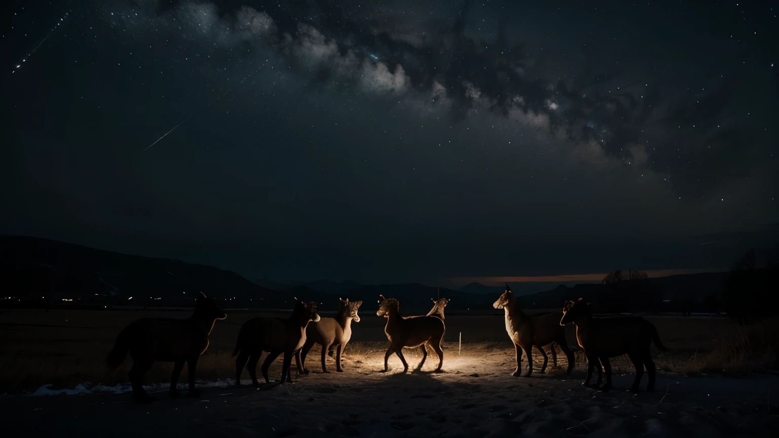 landscape animals in night dark
k
