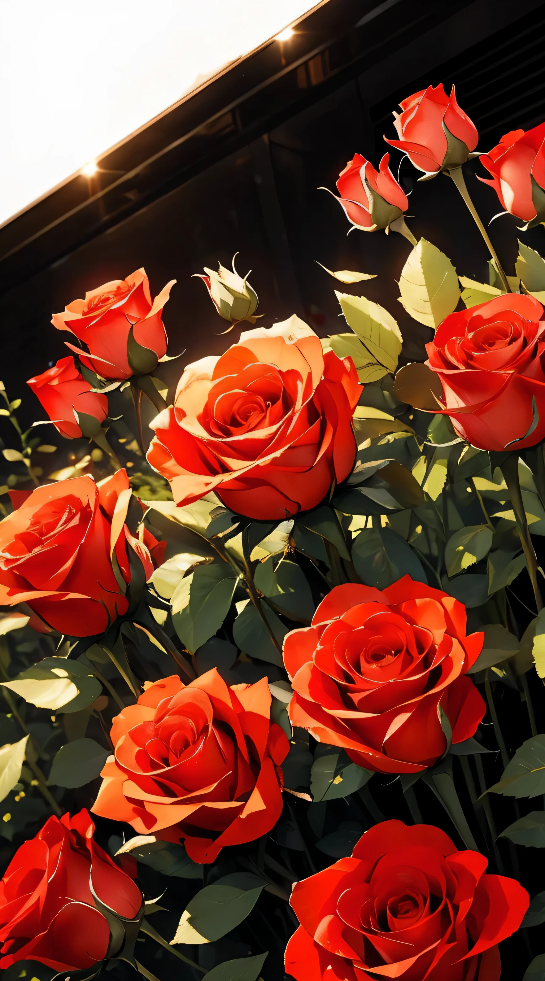 Tons of red roses, three yellow roses in, roses,high resolution,high quality, no background