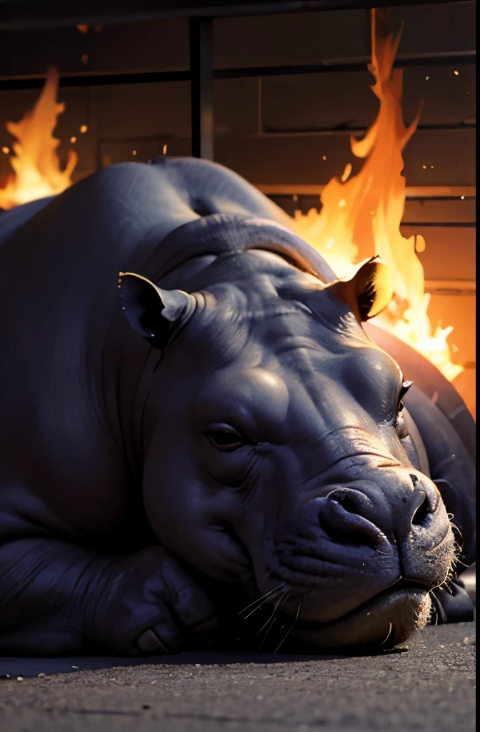 big hippo、Spit flame、Intimidation、Are sleeping