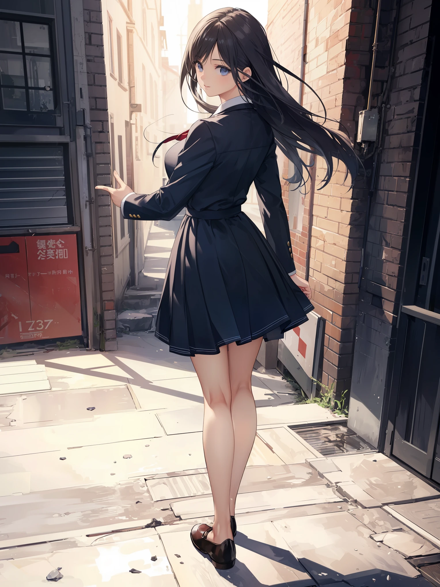 (Masterpiece by the Almighty Creator God: 1.4), (Absolute resolution: 1.4), (Ultra high quality: 1.4), Incredibly ultra-detailed and detailed, (Dynamic shot), (A scene from a film by a master photographer), Best composition and background to highlight the main girl, Ultra-detailed, delicate and ultra-realistic work, ( Complex, detailed and realistic materials, textures and light sources: 1.3), (perfect anatomy: 1.2), Best Illustration Grand Prize winner,

BREAK.

Girl, solo, the greatest super-genius actress of all time, rare super-genius acting actress and model who understands the required acting and poses and gives an even more amazing pose and powerful performance, reincarnation of the goddess Aphrodite, exquisite beauty, slender legs, full body from head to toe, from above, looking at the viewer: 1.3) , fashionable,

BREAK.

Broken shirts, long sleeves, dresses, primary school uniforms, branded student uniforms,

BREAK.

(Point light source: 1.2), grainy illusory light source, blurred background, (depth of field: 1.5), tilting head, from behind, looking at viewer, looking back, flexible body, looking up, (depth of field: 1.4), looking at viewer, (cute smile),

BREAK.

Dazed background, popular background, cute,