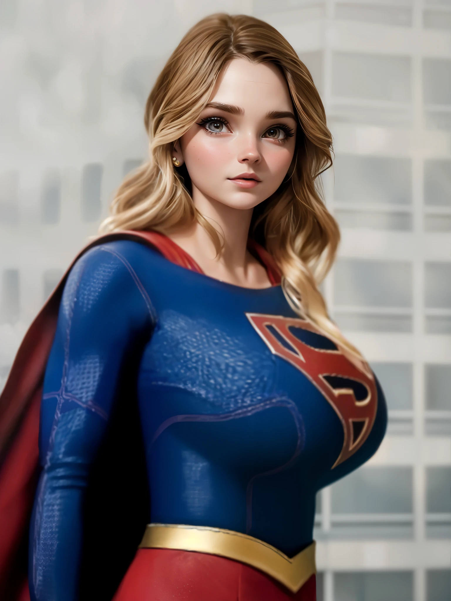 a close up of a woman in a superman costume posing for a picture, supergirl, super photo realistic, super photorealistic, super photo-realistic, emma watson as supergirl, superhero portrait, super high resolution, super realistic photo, cory chase as an atlantean, super-realistic, closeup shot, gal gadot as supergirl, highly detailed vfx portrait of, super realistic