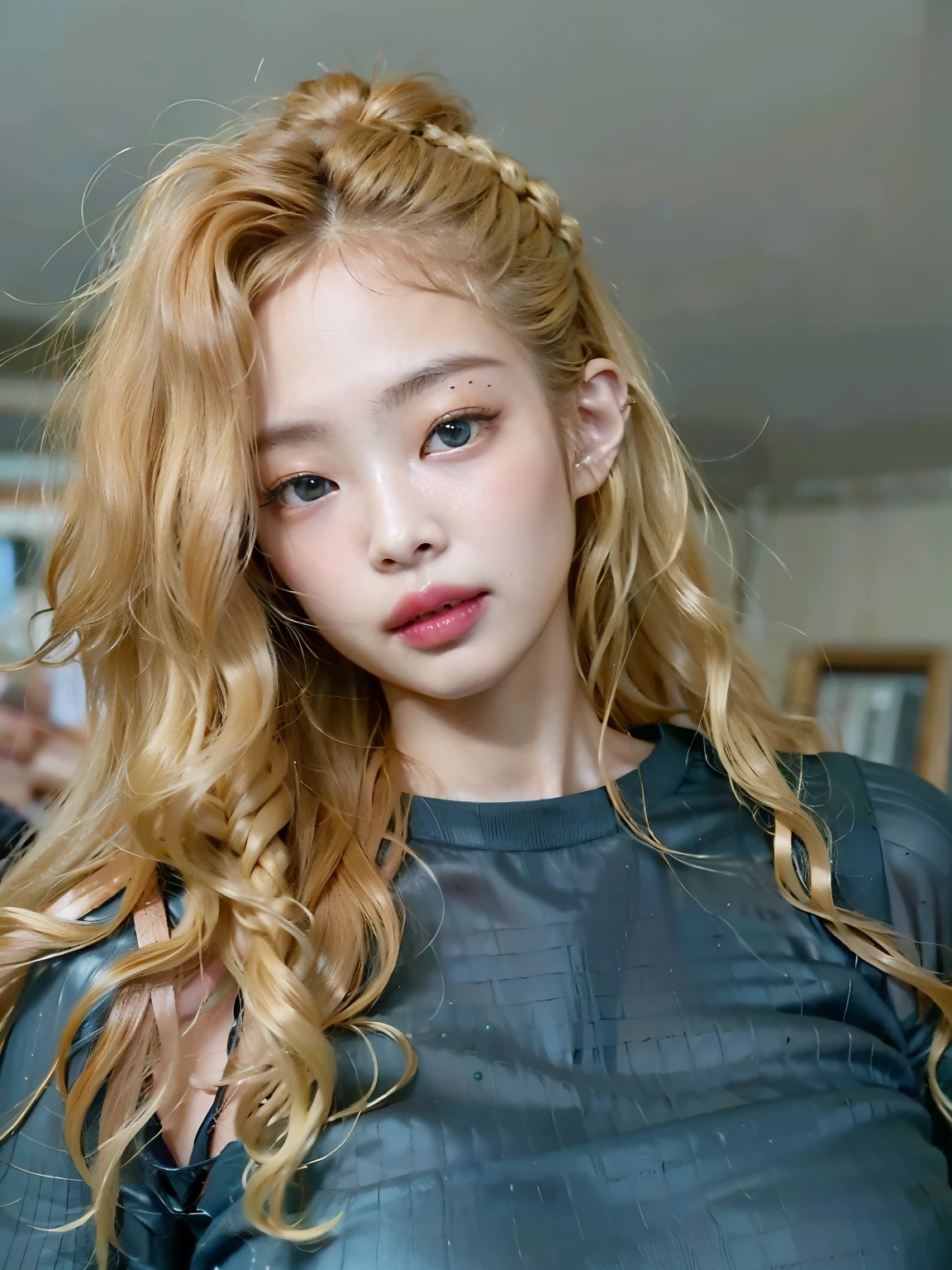 un primer plano de una mujer con un tatuaje en el brazo, long cabello rubio y ojos grandes, cabello rubio y ojos grandes, una hermosa rubia, beautiful Chica rubia, pelo largo y rubio y ojos grandes, diosa rubia, pelo rubio ojos verdes, muy bonita modelo, Chica rubia, una chica con cabello rubio, chica sexy con cabello largo y rubio, soft pale golden skin, Jennie, Jennie Blackpink, jennie blackpink, Jennie Kim, kim jennie