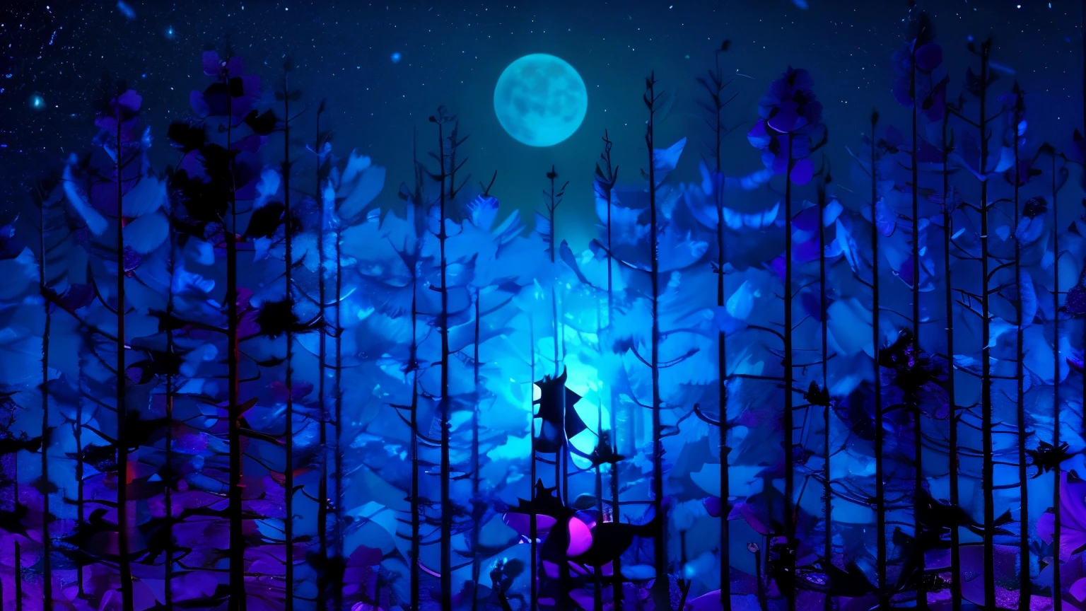 Moonlight night forest