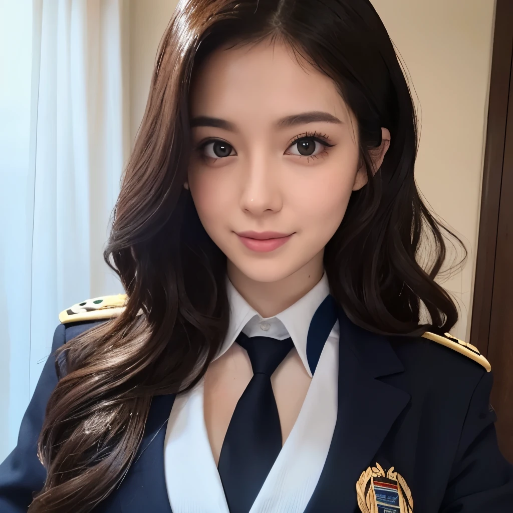 instagram photo, closeup face photo of 23 y.o Chloe in transparant cady uniform, cleavage, pale skin, (smile:0.4), hard shadows, running, after shower with wet hair, sexy vibe, curly long hair