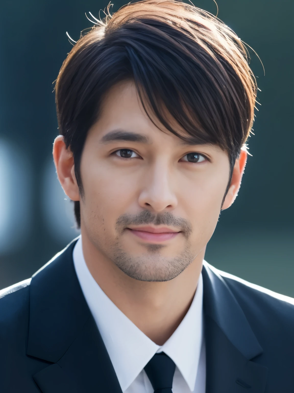black suit、A refreshingly handsome 40-year-old man、（Super cool S class boy）、Japanese male 40 years old、a handsome guy、（CG Unity 8K high-definition photos）、（very detailedＳクラスのa handsome guy性）、（Photoreal）、（highest quality））、super detailed、Super high quality、expensive、viewer、kind man、very beautiful hair　short hair、bright pictures、Handsome guy like a model、Handsome like an idol、looking at the camera、