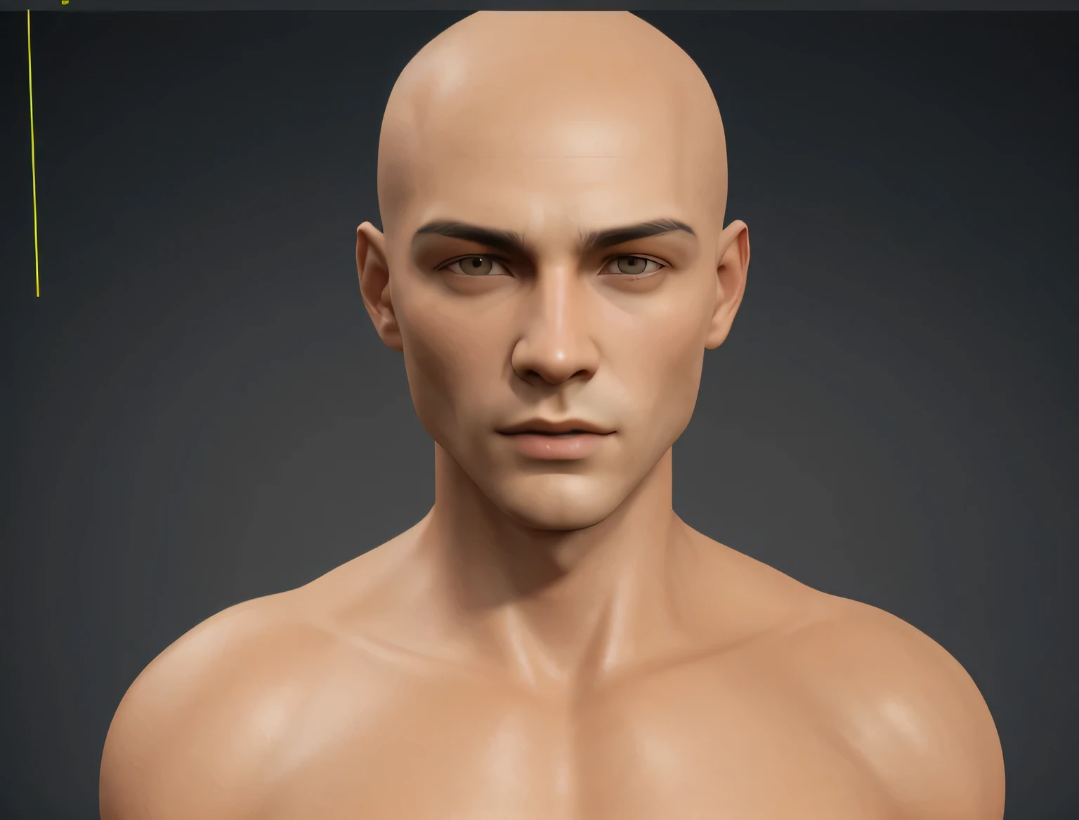 A bald head、Close-up of man without shirt, handsome man avatar, Realistic face and body hybrids, extreme Detailed face and body, real human face, human face realistic, realistic human face, The facial details are very rich, Realistic body features and faces, Real human faces and skin, Detailed face and body, Detailed and realistic faces, Highly detailed real faces, Realistic and detailed faces, 4k