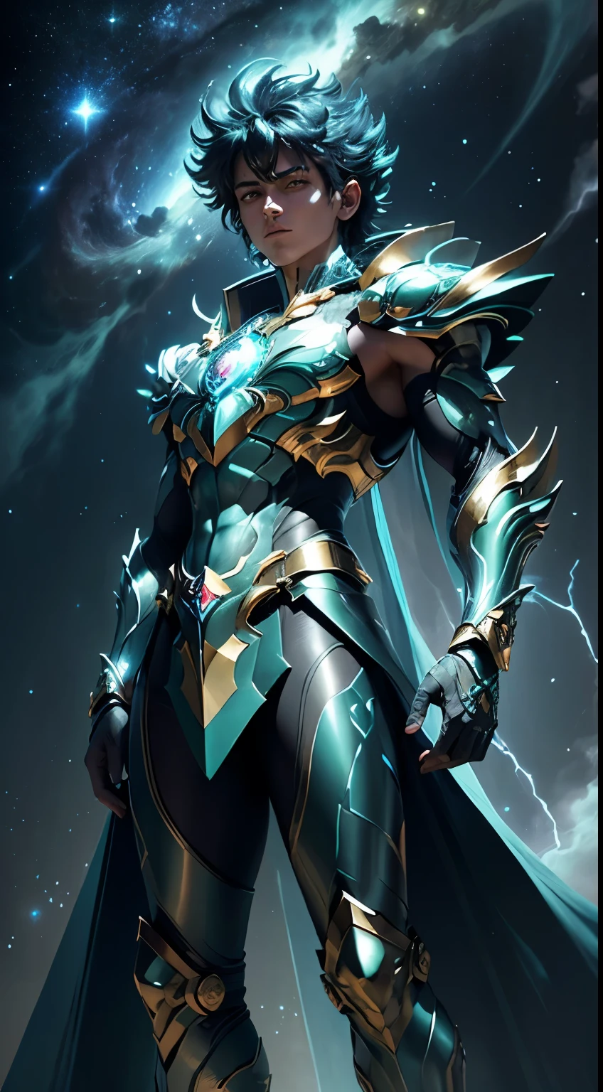 Masterpiece, Highest Quality, Ultra-Detailed, Hyper-Real, ((seiya)), a Man,Perfect Face, cinematic lighthing, full body, (Realistic), (home)
Prompt:  Celestial humanoid male with a glowing blue aura and glowing green eyes, standing against a black background with blue and green light shining from both hands in a full body shot. Created using Unreal Engine 4 with cinematic lighting.  
[1] 

, a stunning celestial humanoid male emits a radiant blue aura complemented by glowing green eyes, surrounded by ethereal blue and green light emanating from both hands in a captivating full body shot. The intricate details evoke a sense of divine energy, resonating with the Unreal Engine 4 and cinematic lighting.

,
An otherworldly environment envelops the celestial humanoid male, blending hues of blue and green with cosmic surroundings that enhance the mystical essence permeating from his form.
,
The scene exudes a tranquil yet awe-inspiring atmosphere, capturing the essence of a celestial being imbued with a sense of divine power and grace.
,
A breathtaking and luminous style reminiscent of a digital illustration, highlighting the celestial humanoid male’s intricate features with a celestial glow and vibrant colors.
,
Executed with impeccable attention to detail using advanced rendering techniques and lighting effects to showcase the celestial humanoid male's divine essence in an otherworldly setting.

Negative prompt: washed out colors, mundane appearance, ordinary human, lacking intricate details, uninspired lighting, generic composition, unimpressive background, simplistic design, standard character model, lackluster execution, unoriginal concept, flat perspective, dull features, ordinary atmosphere, plain style, predictable artwork, underwhelming visuals, lack of artistic flair, common imagery, unremarkable portrayal, basic rendering, lack of creativity, generic lighting, dull texture, unimaginative scene, average artistic interpretation, uninspiring depictio
