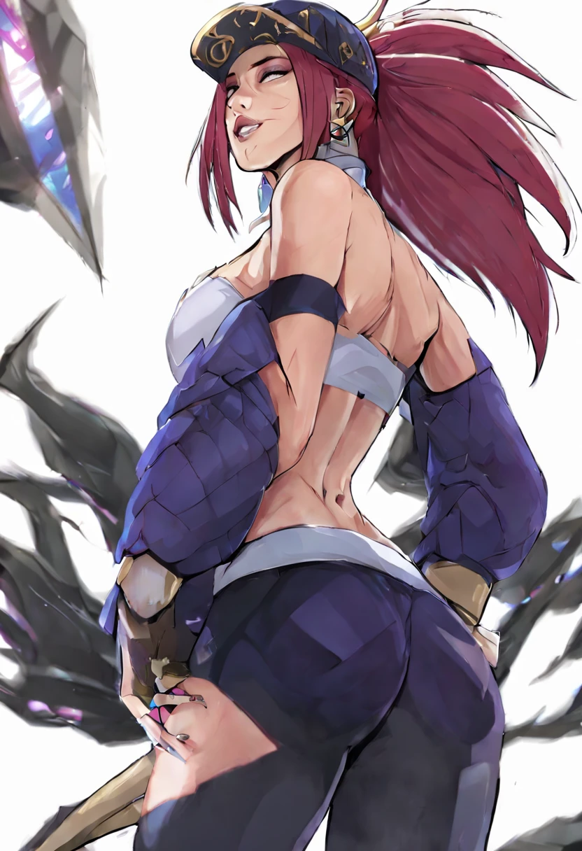 League of Legends,kda_Akali,small breasts, score_9, score_8_up, 1girl, source_anime, side view,tipo