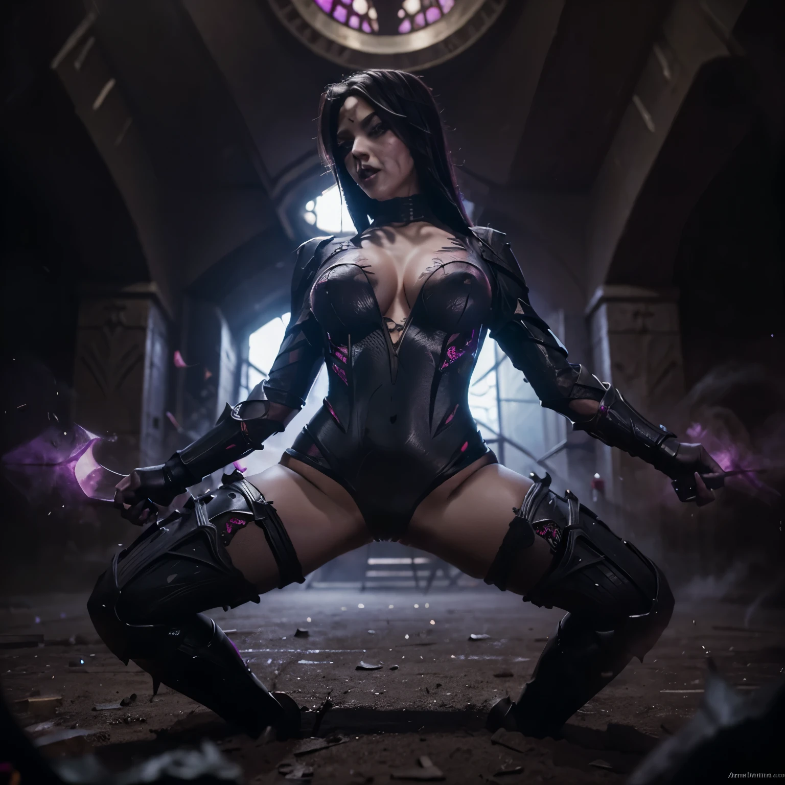 Kai’sa from league of legends, goth, thick thighs, cum, cumming, orgasm, anime style