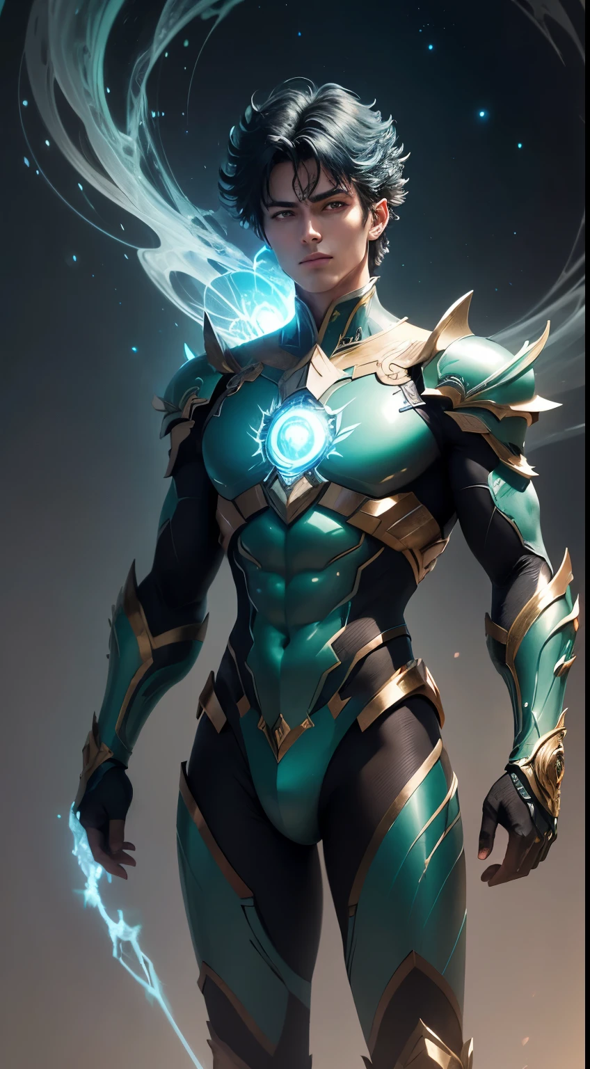 Masterpiece, Highest Quality, Ultra-Detailed, Hyper-Real, (seiya), a Man,Perfect Face, cinematic lighthing, full body, (Realistic),
Prompt:  Celestial humanoid male with a glowing blue aura and glowing green eyes, standing against a black background with blue and green light shining from both hands in a full body shot. Created using Unreal Engine 4 with cinematic lighting.  
[1] 

, a stunning celestial humanoid male emits a radiant blue aura complemented by glowing green eyes, surrounded by ethereal blue and green light emanating from both hands in a captivating full body shot. The intricate details evoke a sense of divine energy, resonating with the Unreal Engine 4 and cinematic lighting.

,
An otherworldly environment envelops the celestial humanoid male, blending hues of blue and green with cosmic surroundings that enhance the mystical essence permeating from his form.
,
The scene exudes a tranquil yet awe-inspiring atmosphere, capturing the essence of a celestial being imbued with a sense of divine power and grace.
,
A breathtaking and luminous style reminiscent of a digital illustration, highlighting the celestial humanoid male’s intricate features with a celestial glow and vibrant colors.
,
Executed with impeccable attention to detail using advanced rendering techniques and lighting effects to showcase the celestial humanoid male's divine essence in an otherworldly setting.

Negative prompt: washed out colors, mundane appearance, ordinary human, lacking intricate details, uninspired lighting, generic composition, unimpressive background, simplistic design, standard character model, lackluster execution, unoriginal concept, flat perspective, dull features, ordinary atmosphere, plain style, predictable artwork, underwhelming visuals, lack of artistic flair, common imagery, unremarkable portrayal, basic rendering, lack of creativity, generic lighting, dull texture, unimaginative scene, average artistic interpretation, uninspiring depictio
