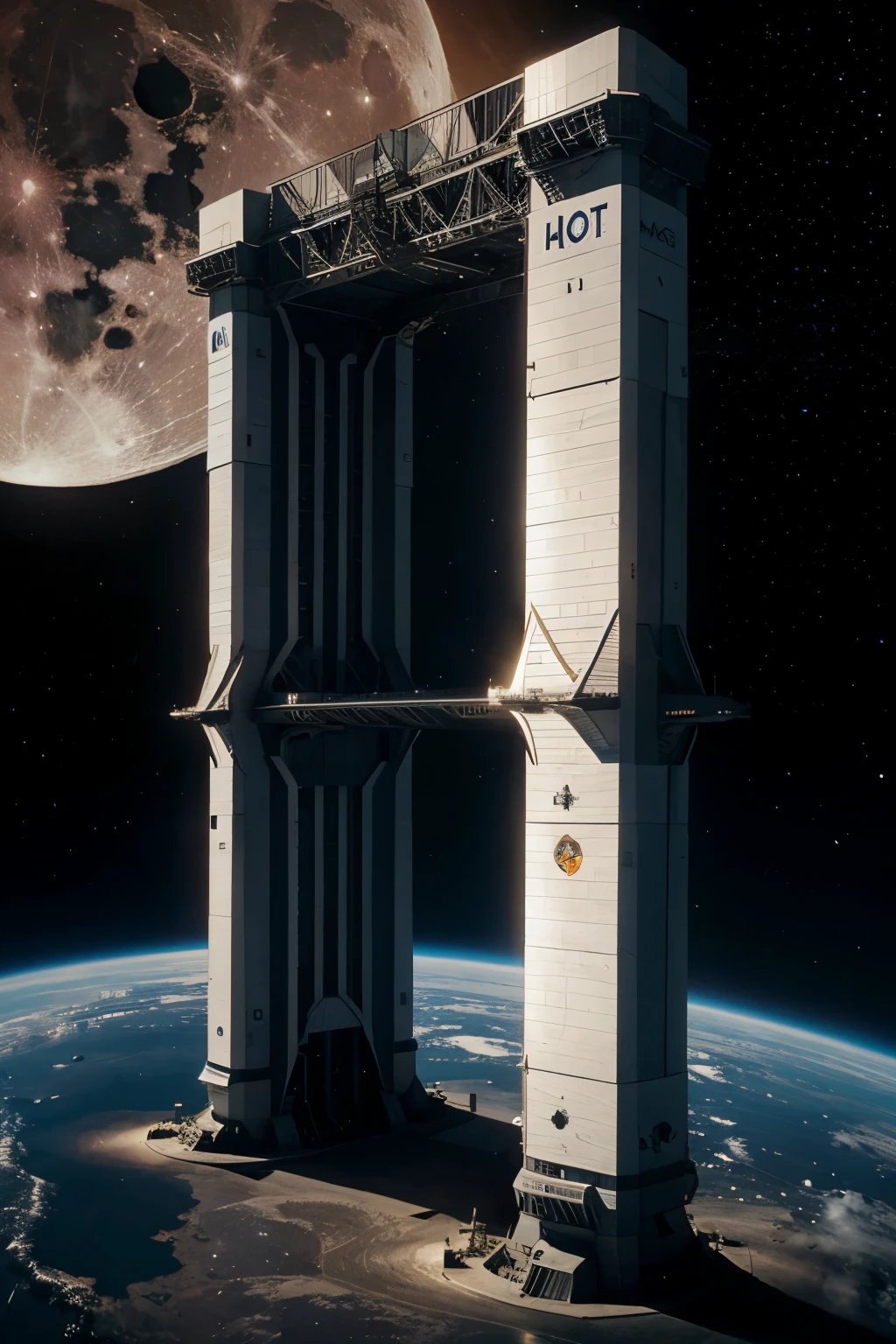 A space bridge from Earth to the Moon.