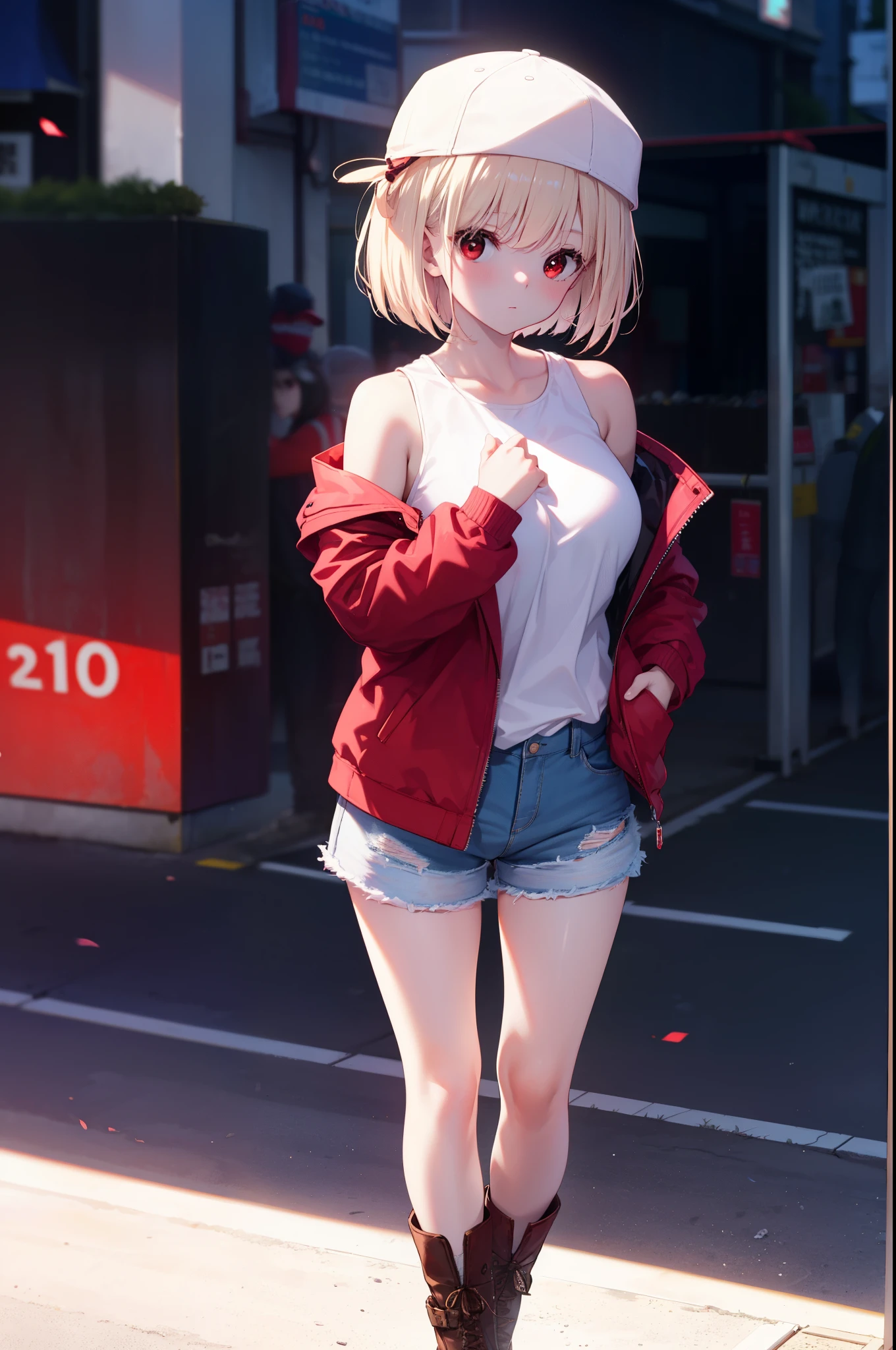 High resolution、{Very tight white t-shirt:1.0}、Tight black hot pants、barefoot、Real Skin、Crisp skin、casual、Big earrings、necklace、Cowboy Shot、Off the shoulder、((close))