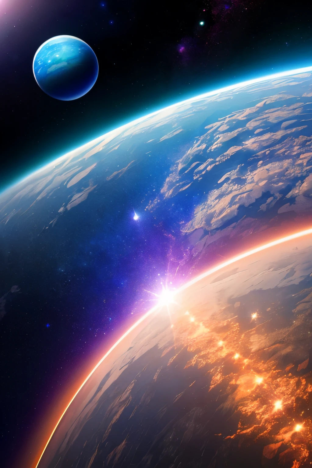 a luxurious infinite universe，planet of every color，（The theme is space），multiple different planets，The pale light pierces、clear atmosphere，（light shines），Cinematic sensation，best reflection point，（best quality），High resolution，high details，8k，no edge，3D，three-dimensional sense， --automatic