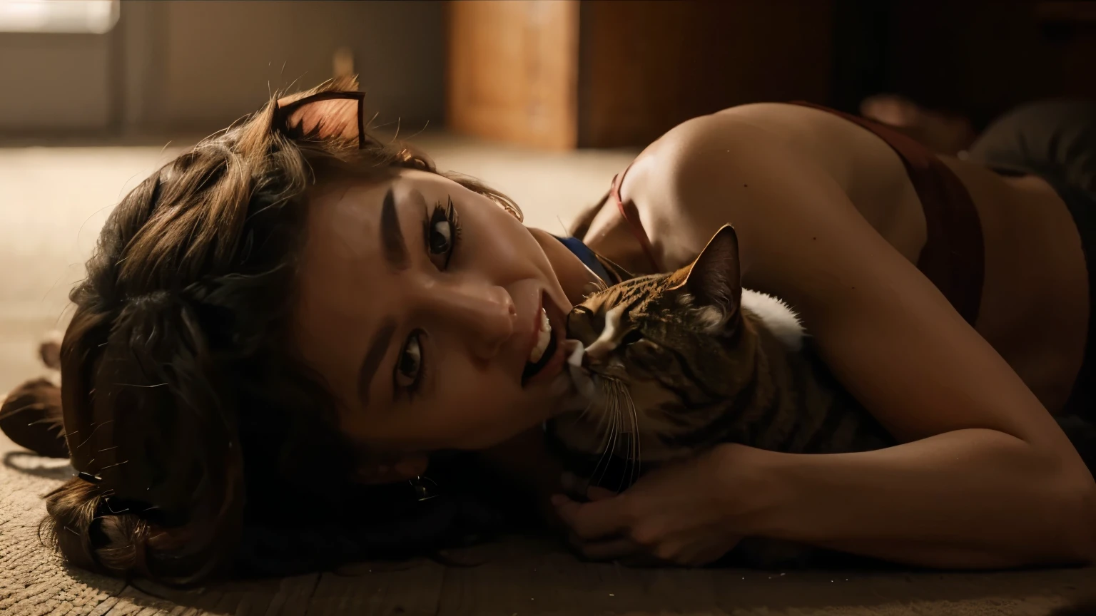 cat biting a person, cinematic, 8k, high quality