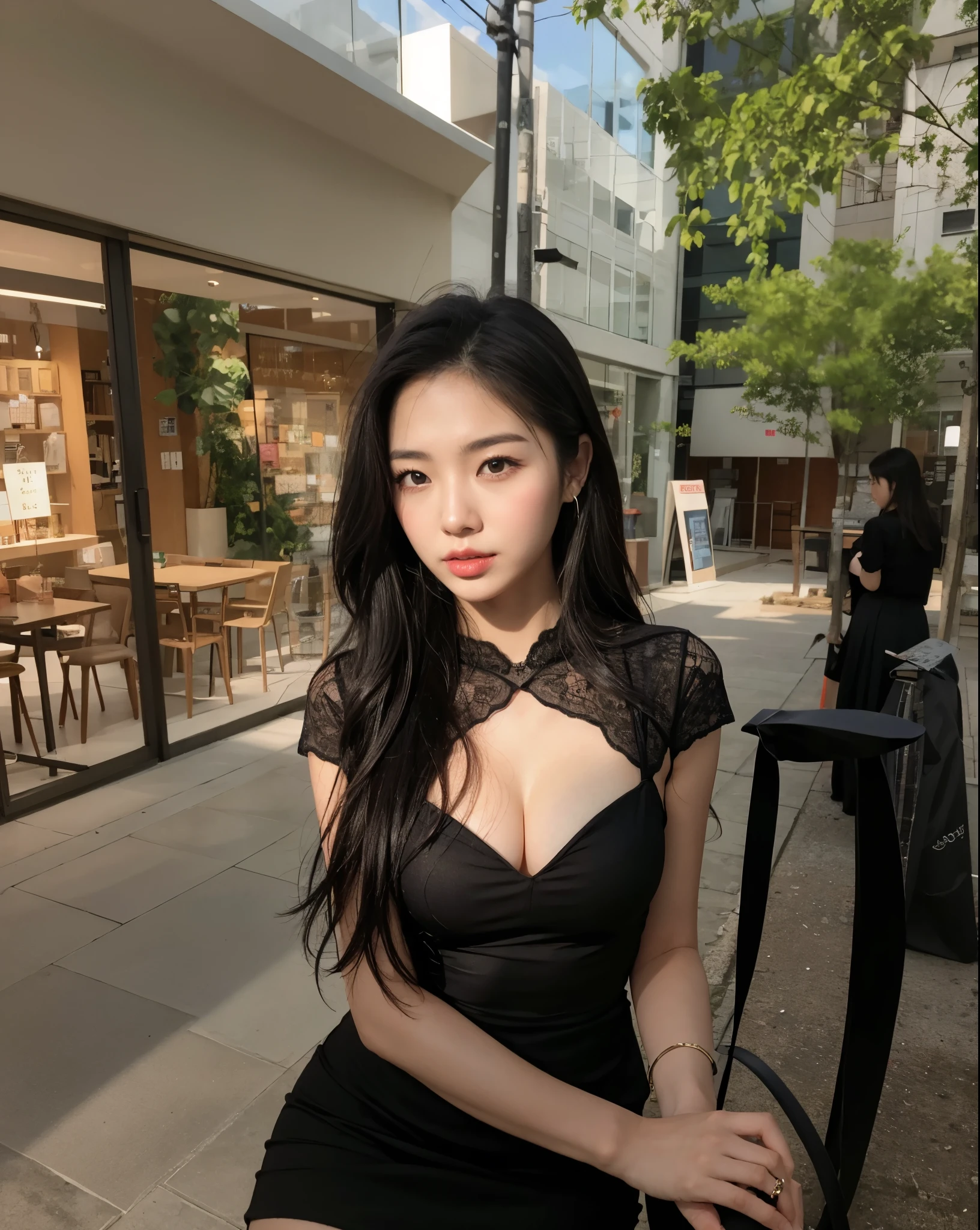 8K, Super details, Araf Asian woman in black dress posing for photo, korean girl, beautiful south korean woman, Chinese girl, lovely woman, gorgeous young korean woman, a young asian woman, beautiful Asian girl, beautiful young korean woman, Asian girl, an asian woman, 28 years old, 27 years old, 29 years old, gorgeous lady, korean woman
