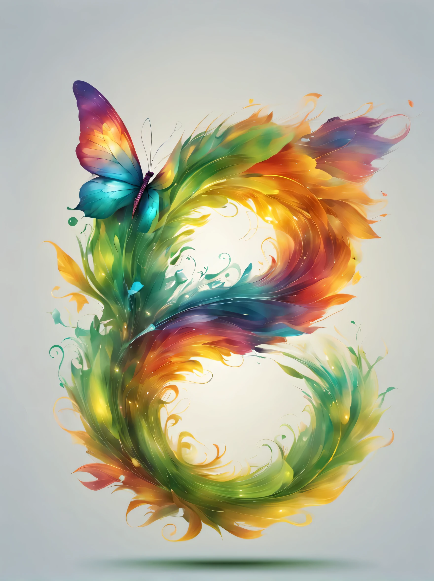 creative Font Design,(((logo:("in")))),Font Design,水と風in文字を描く,dynamic,wind effect art,rich colors,Gradation,butterfly々,leaf,designed by experts,Award-winning work,masterpiece,magic effect,Cast colorful spells,become familiar with,boldly,delicately,green,white,yellow