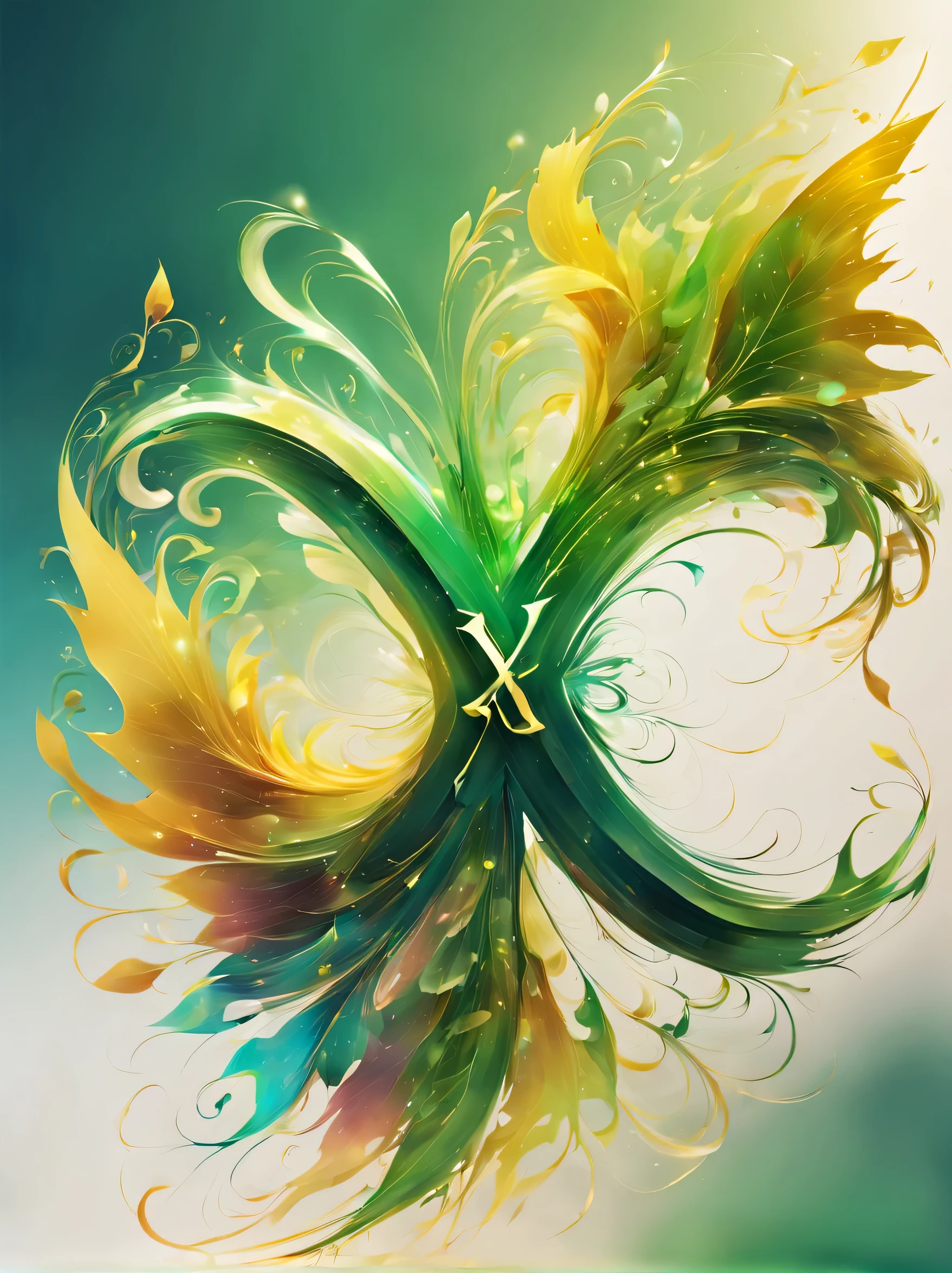creative Font Design,(((logo:("in")))),Font Design,水と風in文字を描く,dynamic,wind effect art,rich colors,Gradation,butterfly々,leaf,designed by experts,Award-winning work,masterpiece,magic effect,Cast colorful spells,become familiar with,boldly,delicately,green,white,yellow
