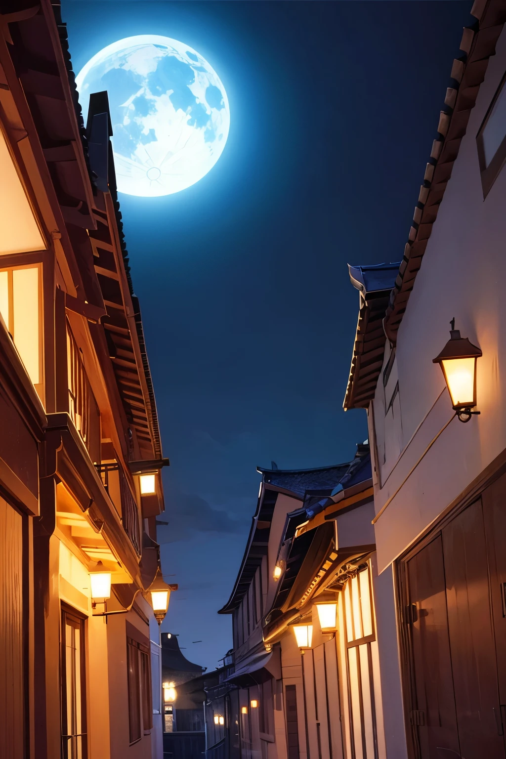 casitllo embrujado de noche con la luna de fondo