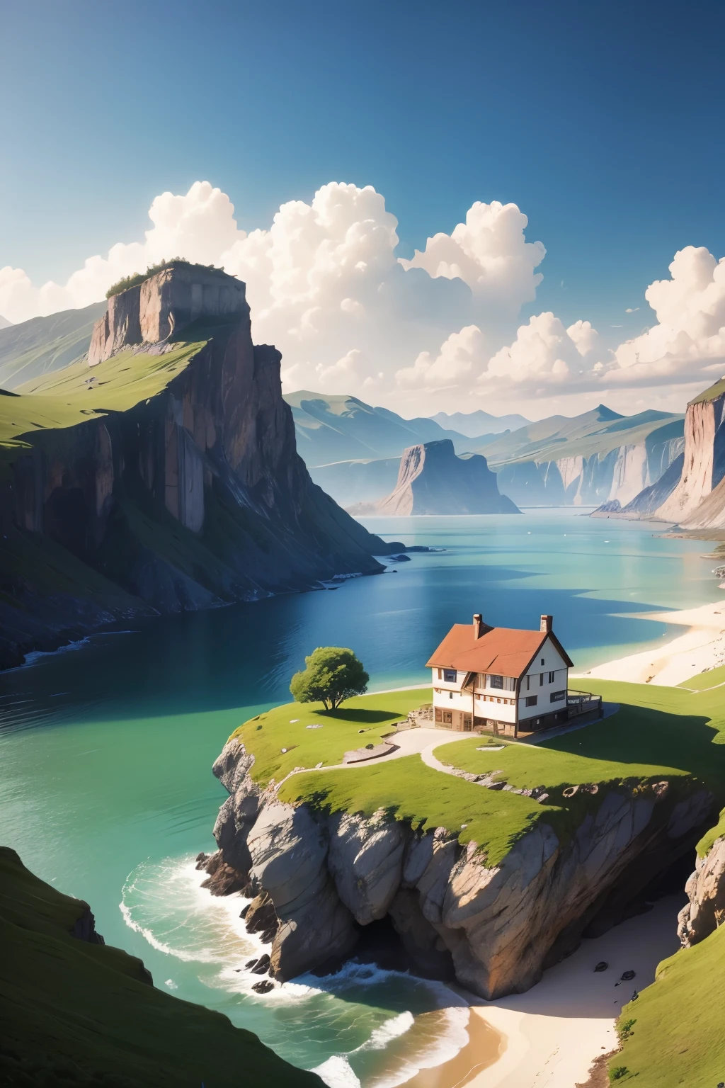 Just one small house by the sea, surrounded by mountains, plains, meadows, springs, landscapes