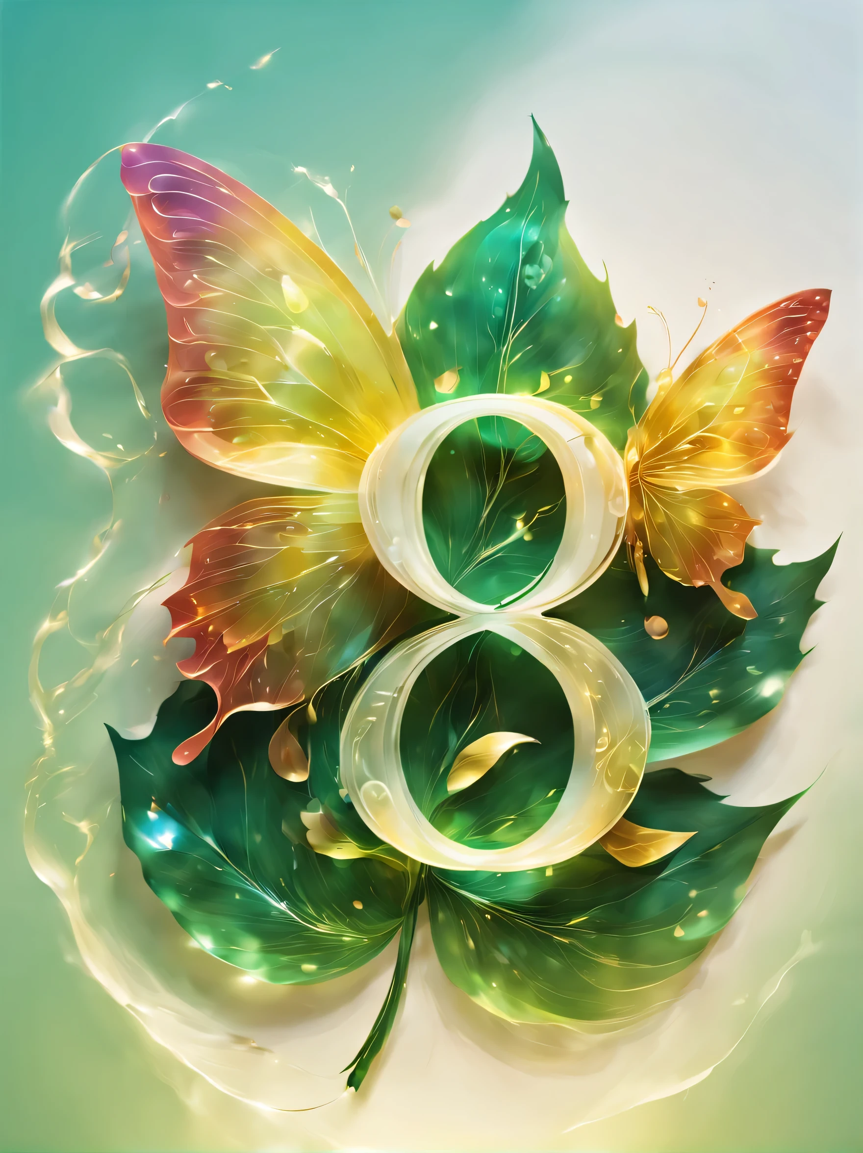 creative Font Design,(((logo:("in")))),Font Design,水と風in文字を描く,dynamic,wind effect art,rich colors,Gradation,butterfly々,leaf,designed by experts,Award-winning work,masterpiece,magic effect,Cast colorful spells,become familiar with,boldly,delicately,green,white,yellow