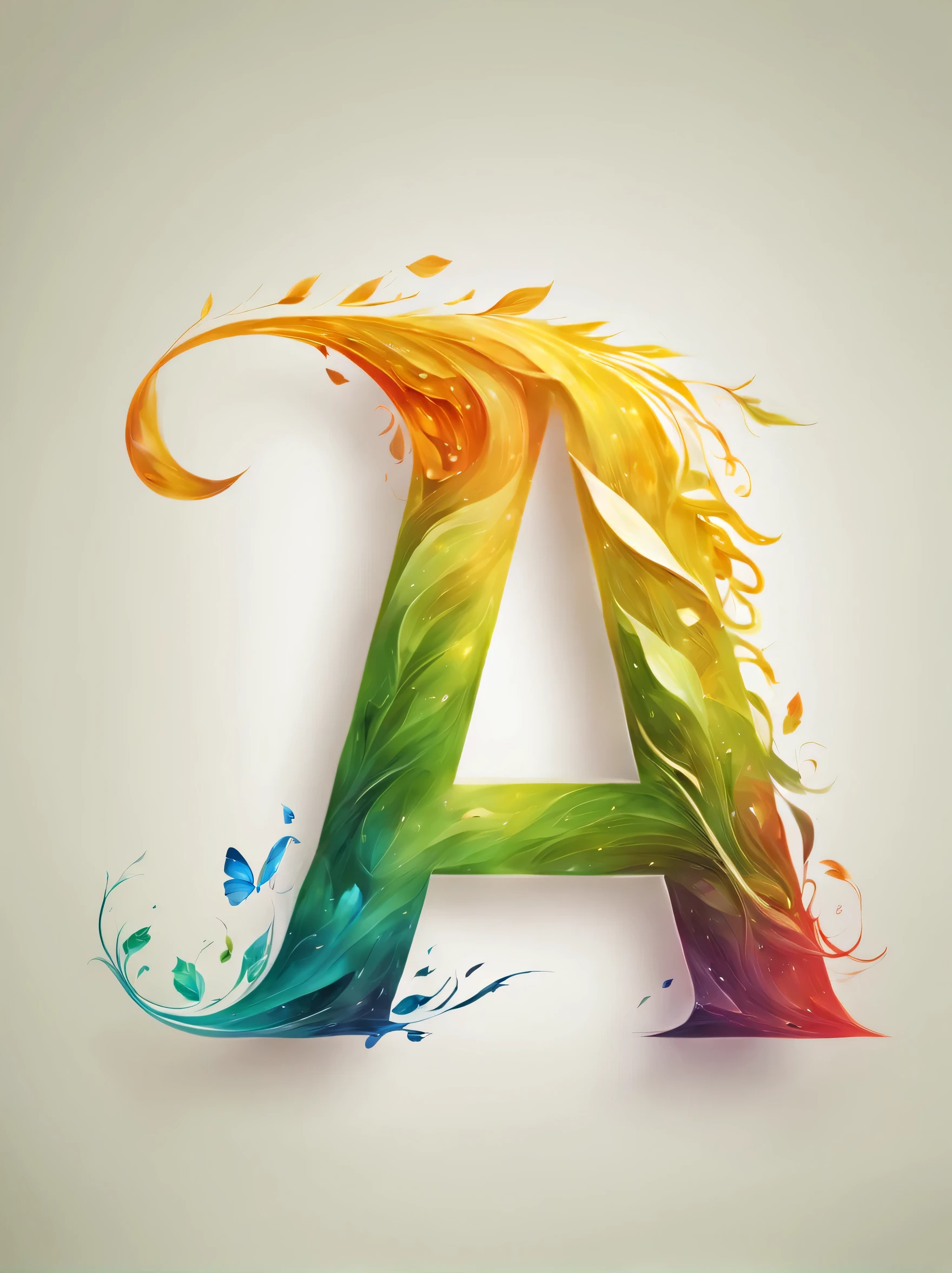 creative Font Design,(((logo:("in")))),Font Design,水と風in文字を描く,dynamic,wind effect art,rich colors,Gradation,butterfly々,leaf,designed by experts,Award-winning work,masterpiece,magic effect,Cast colorful spells,become familiar with,boldly,delicately,green,white,yellow