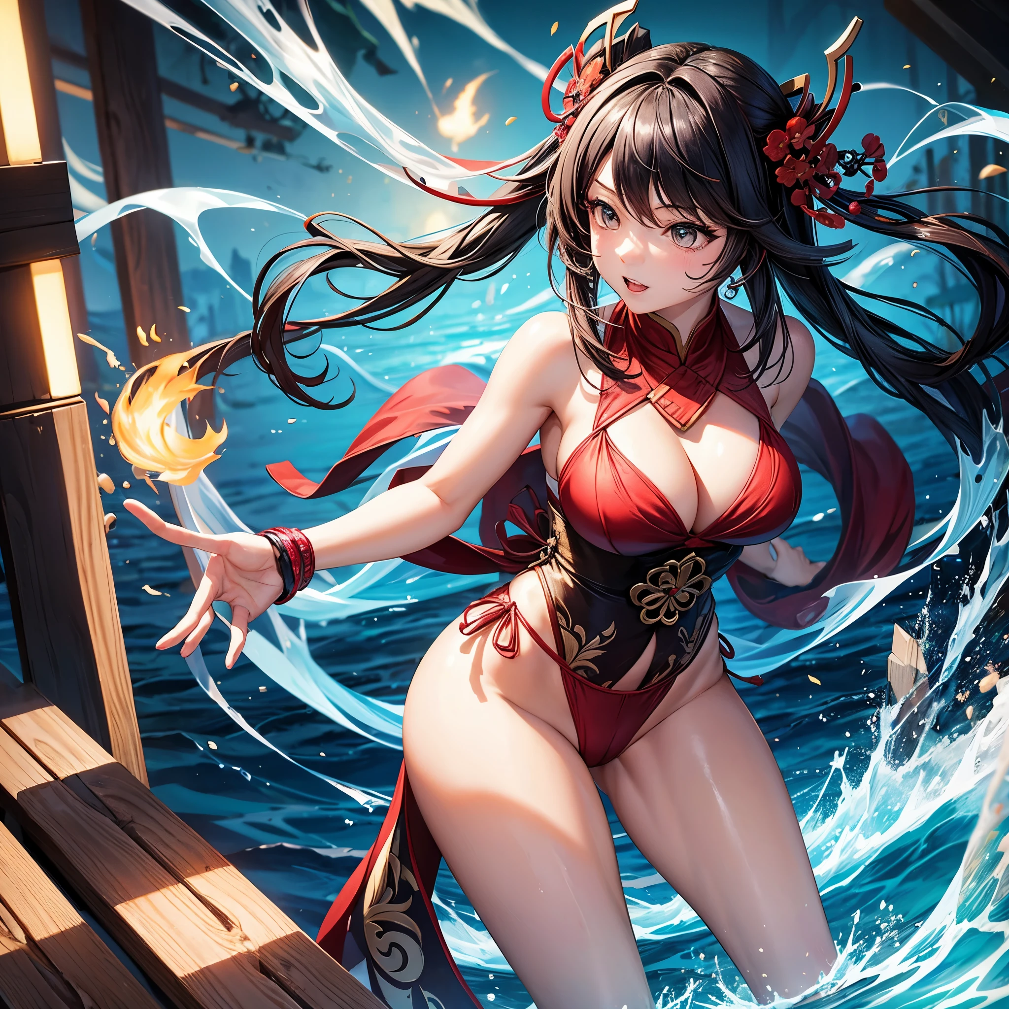 Hu tao genshin impact, jogo, sexy, bunda, medium breasts, bikini fio dental
