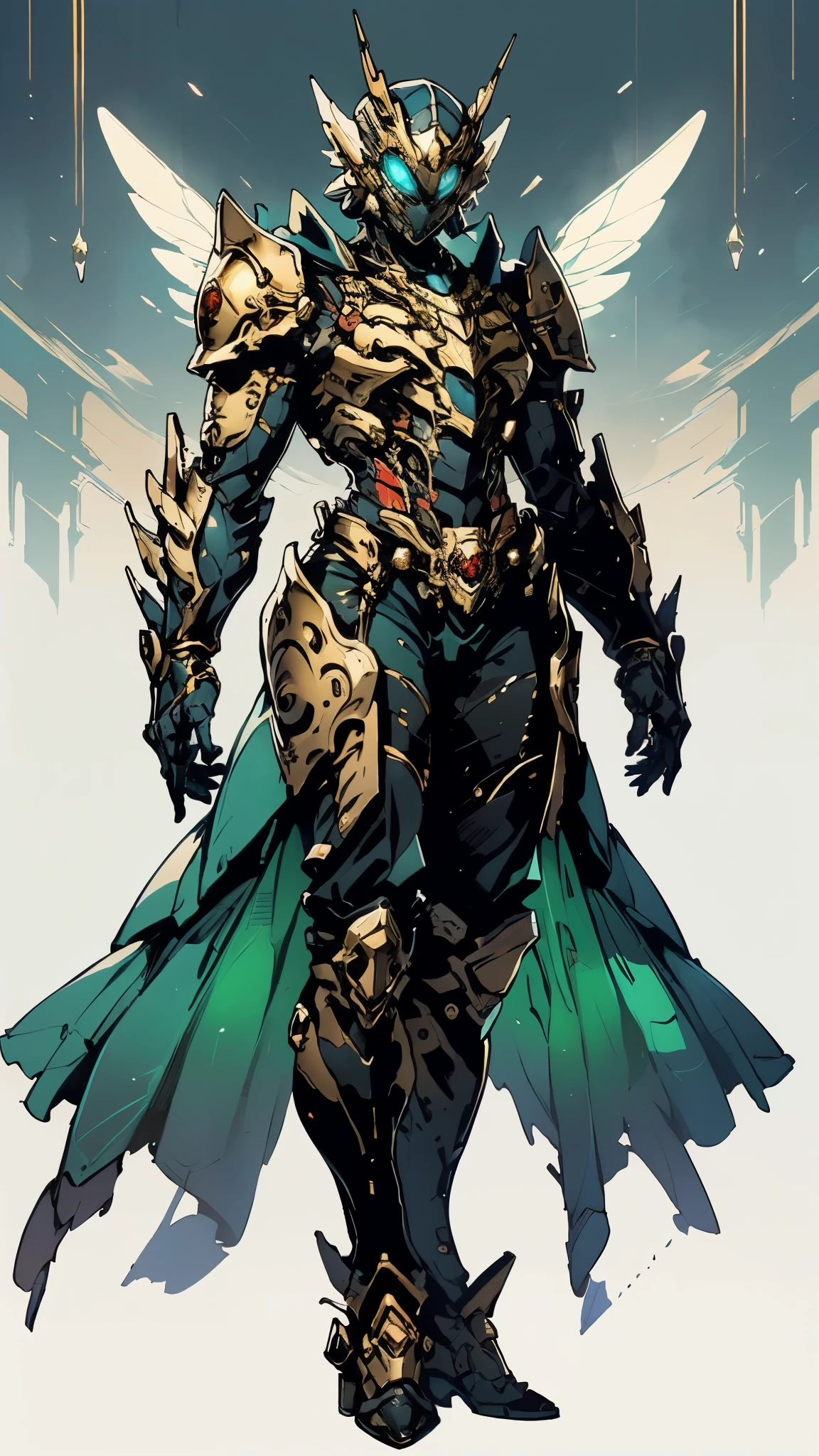 A woman adorned in fantasy-style full-body armor, a crown-concept fully enclosed helmet that unveils only her eyes, a composite layered chest plate, fully encompassing shoulder and hand guards, a lightweight waist armor, form-fitting shin guards, the overall design is heavy-duty yet flexible, (the armor gleams with a golden glow, complemented by red and blue accents), exhibiting a noble aura, she floats above a fantasy-surreal high-tech city, this character embodies a finely crafted fantasy-surreal style armored hero in anime style, exquisite and mature manga art style, (mixture of Queen bee and Spider concept Armor, plasma), ((Element, elegant, goddess, femminine:1.5)), metallic, high definition, best quality, highres, ultra-detailed, ultra-fine painting, extremely delicate, professional, anatomically correct, symmetrical face, extremely detailed eyes and face, high quality eyes, creativity, RAW photo, UHD, 32k, Natural light, cinematic lighting, masterpiece-anatomy-perfect, masterpiece:1.5