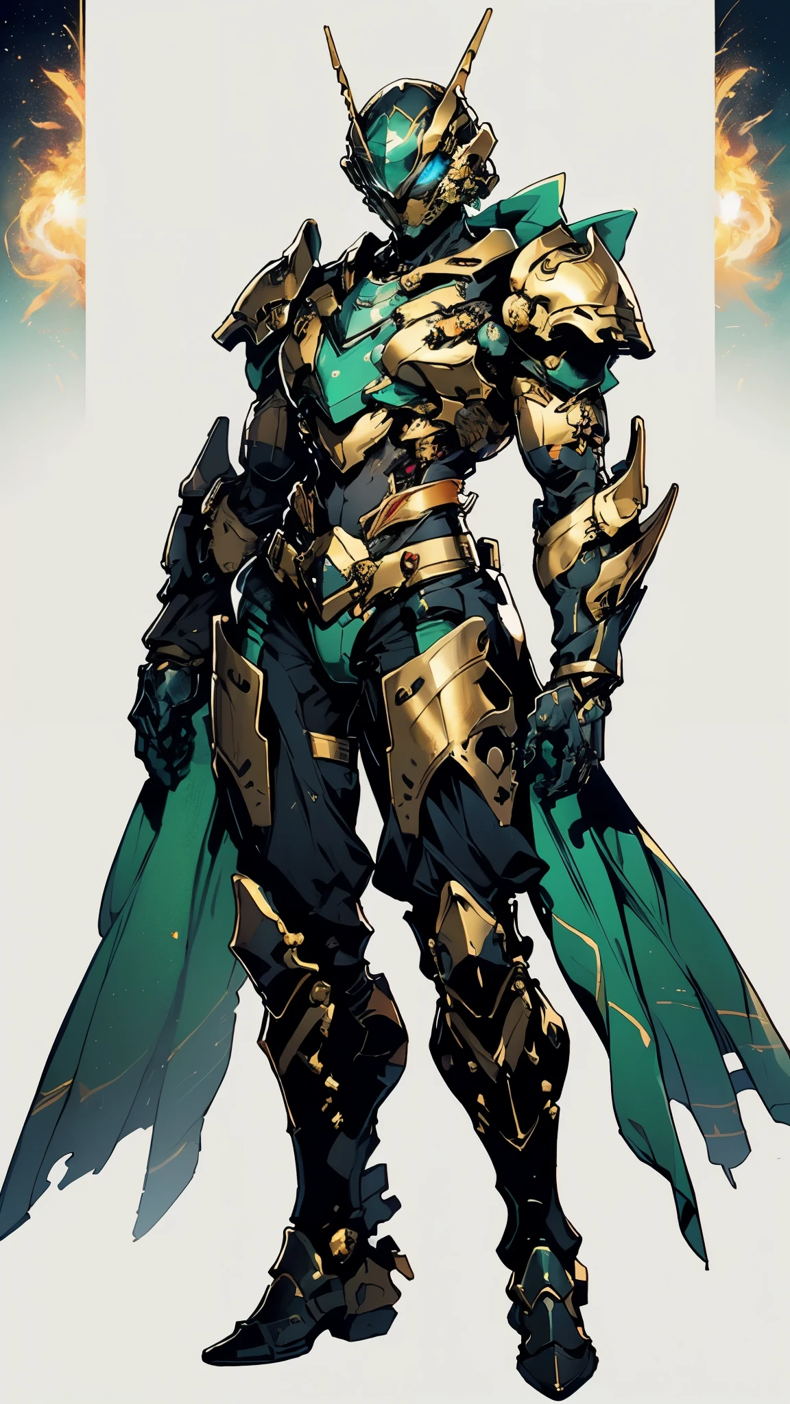 A woman adorned in fantasy-style full-body armor, a crown-concept fully enclosed helmet that unveils only her eyes, a composite layered chest plate, fully encompassing shoulder and hand guards, a lightweight waist armor, form-fitting shin guards, the overall design is heavy-duty yet flexible, (the armor gleams with a golden glow, complemented by red and blue accents), exhibiting a noble aura, she floats above a fantasy-surreal high-tech city, this character embodies a finely crafted fantasy-surreal style armored hero in anime style, exquisite and mature manga art style, (mixture of Queen bee and Spider concept Armor, plasma), ((Element, elegant, goddess, femminine:1.5)), metallic, high definition, best quality, highres, ultra-detailed, ultra-fine painting, extremely delicate, professional, anatomically correct, symmetrical face, extremely detailed eyes and face, high quality eyes, creativity, RAW photo, UHD, 32k, Natural light, cinematic lighting, masterpiece-anatomy-perfect, masterpiece:1.5