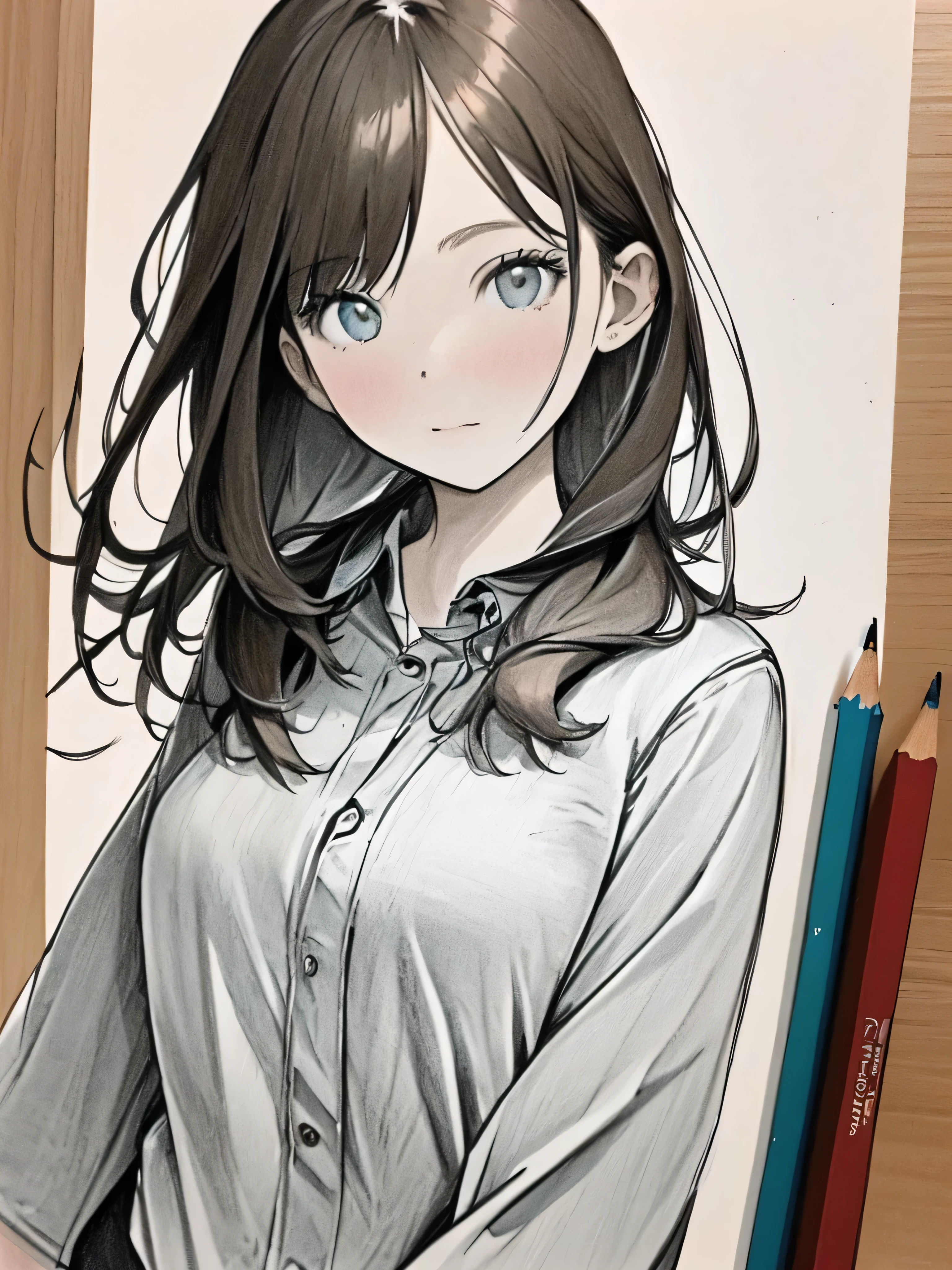 masterpiece,high quality,美しい壁paper,16k,photo taken,sketch, ひだまりsketch,((paper)),paperを持ってください,((paperにを描く)),pencil,