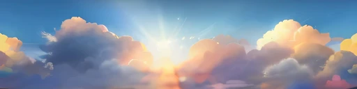 There is a painting full of clouds，The background is the sky, studio ghibli sunshine, studio ghibli sky, anime sky, anime cloud, background artwork, universe sky. by Xin Haicheng, clear sky, Xin Haicheng. —h 2160, paradise background, among clear clouds, Light of Heaven, style of Xin Haicheng