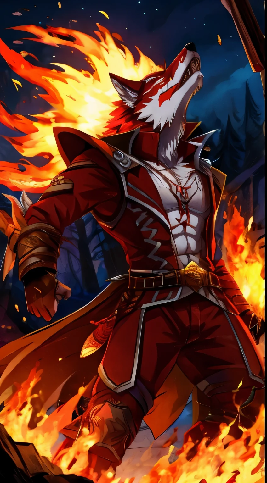 Fire wolf dead and bleeding