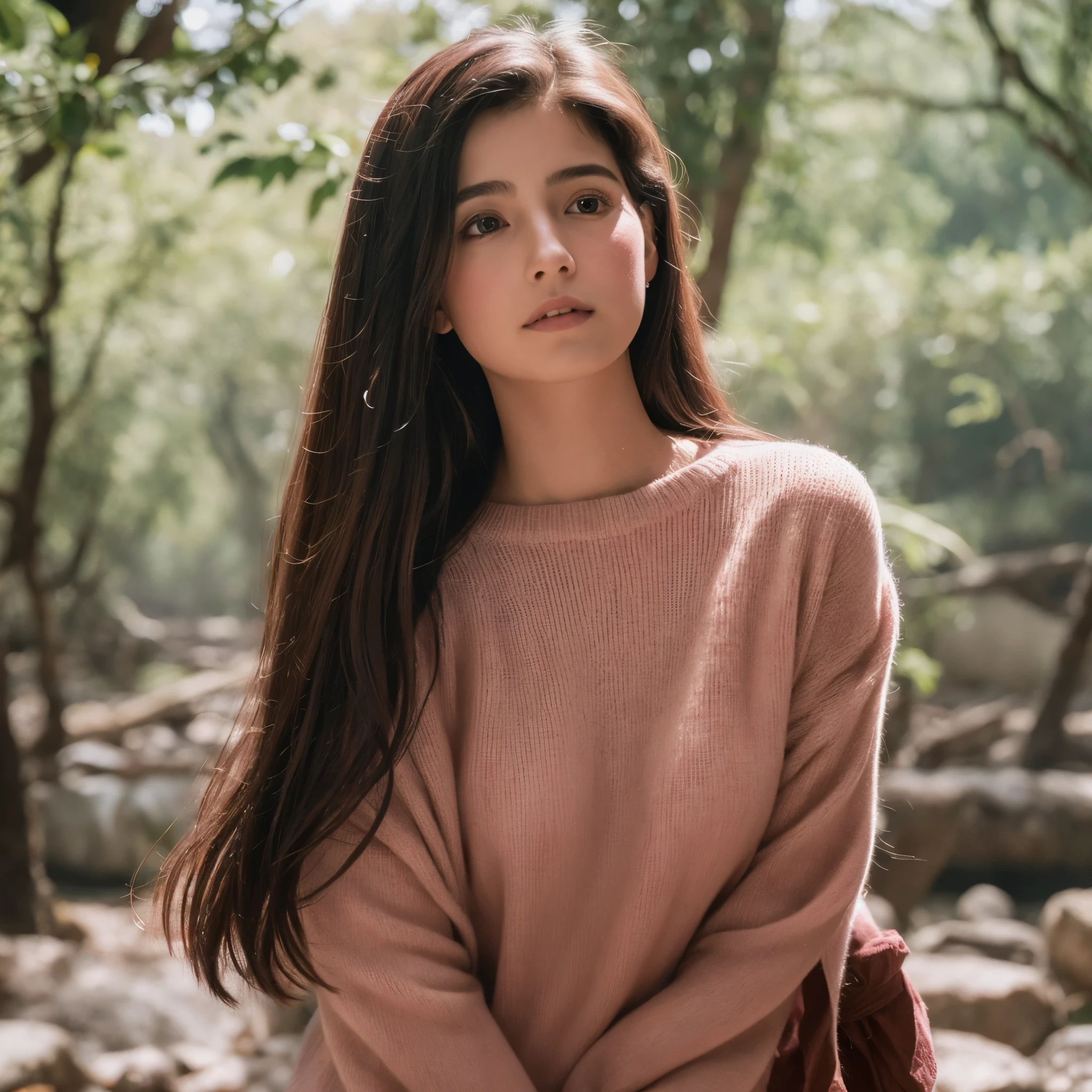 Una joven de pelo rosa con senos grandes culo grande con una falta mallas rotas y una blusa rota