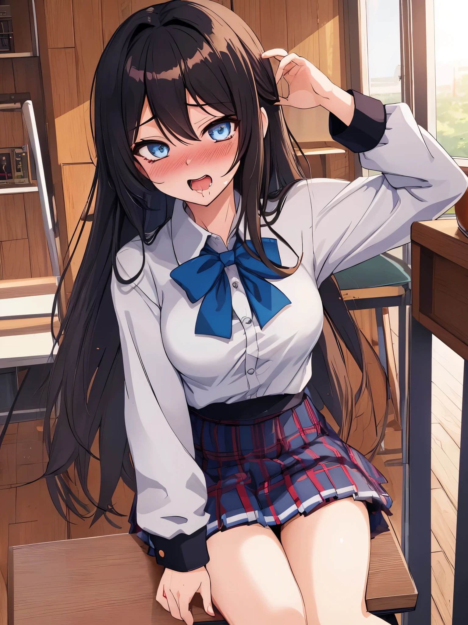 (highest quality,table top:1.2),(anime style,comic core:1.1),girl,highly detailed eyes,highly detailed face,very fine hair,About Hipder,8K,solve,high school girl,uniform,M-shaped spread legs,masturbation,Erotic,embarrassed face,sex,blowjob,Ahegao,excited look,Cumming face,open your legs,Looks like it feels good,Feels good