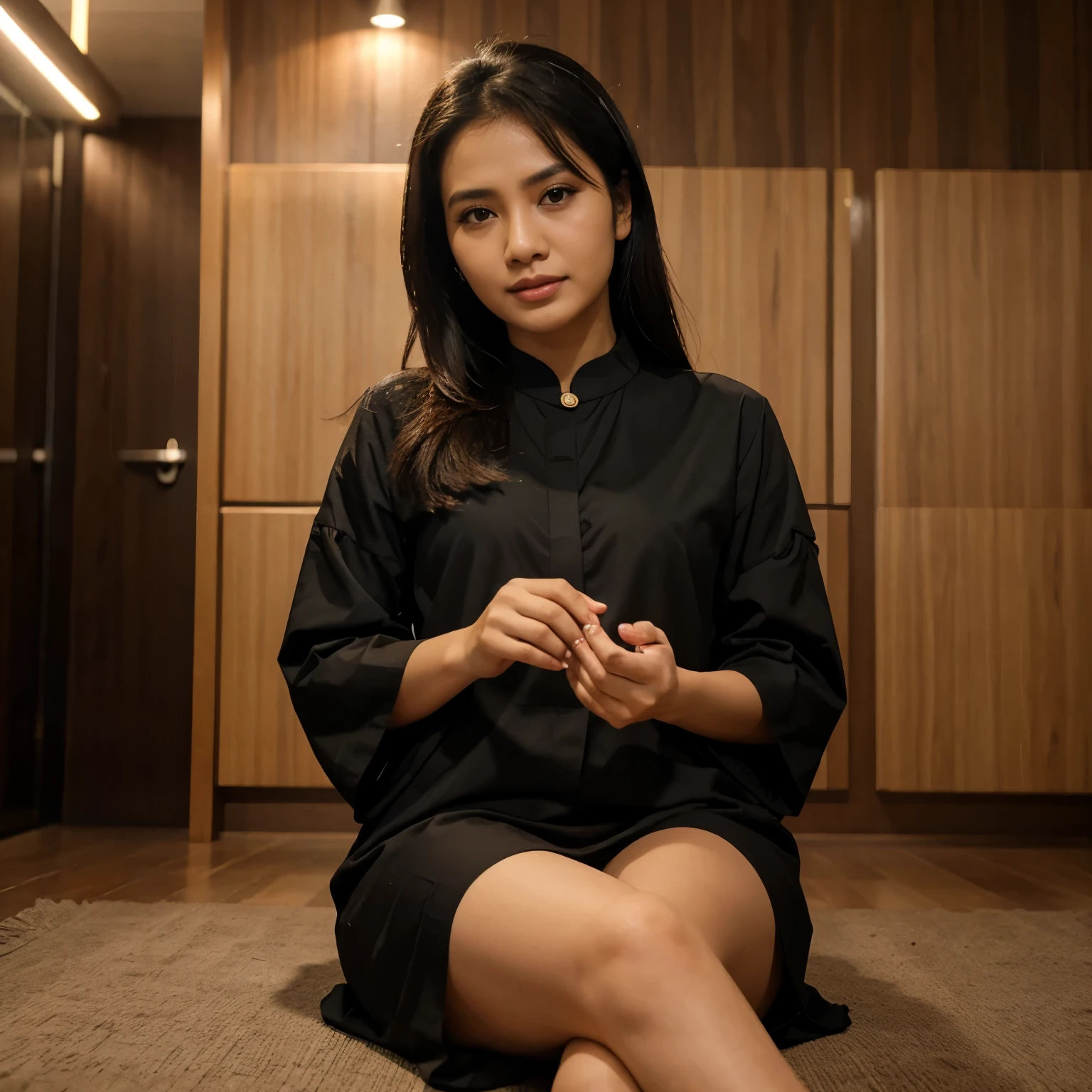 Pria bersandar di bulan