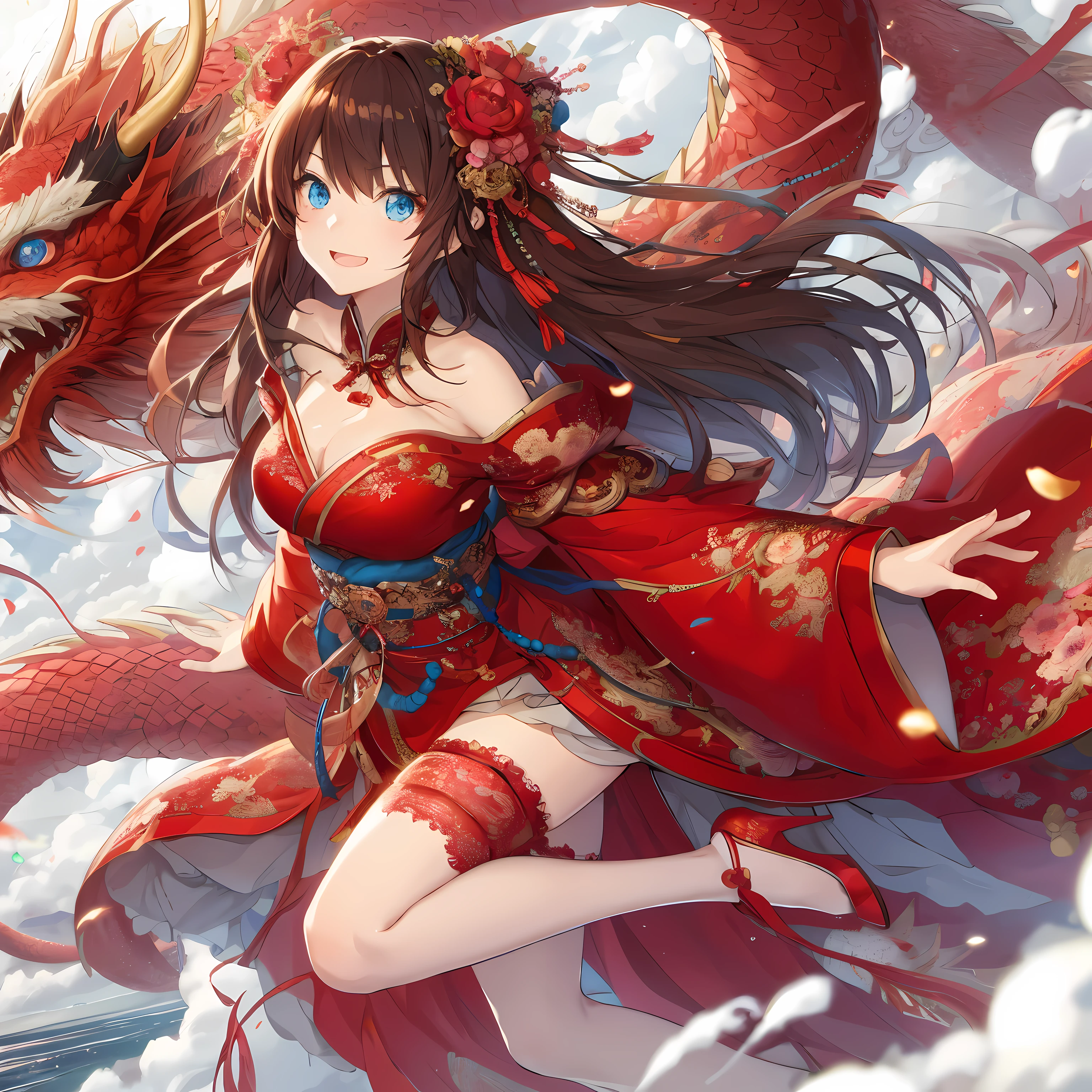 Anime girl in red carrying a dragon on her back, dragon girl, Beautiful charming anime woman, Beautiful fantasy anime, Animation Art Wallpaper 8k, Popular topics on artstation pixiv, anime goddess, guys, anime style 4k, Anime Art Wallpaper 4k, Anime Art Wallpaper 4k, Popular topics on cgstation, beautiful anime girl, Chinese fantasy, Beautiful anime woman