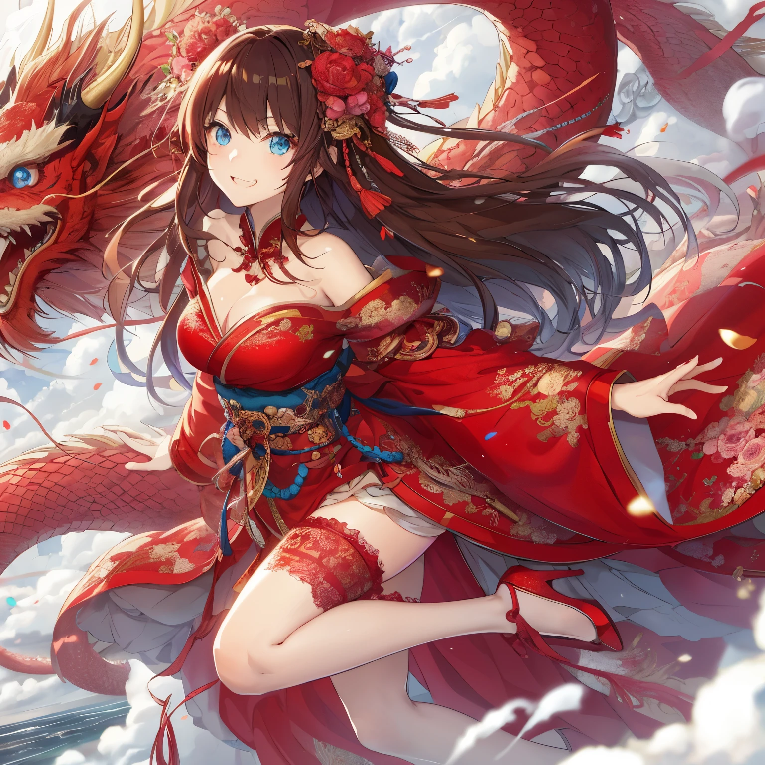 Anime girl in red carrying a dragon on her back, dragon girl, Beautiful charming anime woman, Beautiful fantasy anime, anime art wallpaper 8k, Popular topics on artstation pixiv, anime goddess, guys, anime style 4k, anime art wallpaper 4k, Anime Art Wallpaper 4k, Popular topics on cgstation, beautiful anime girl, Chinese fantasy, Beautiful anime woman
