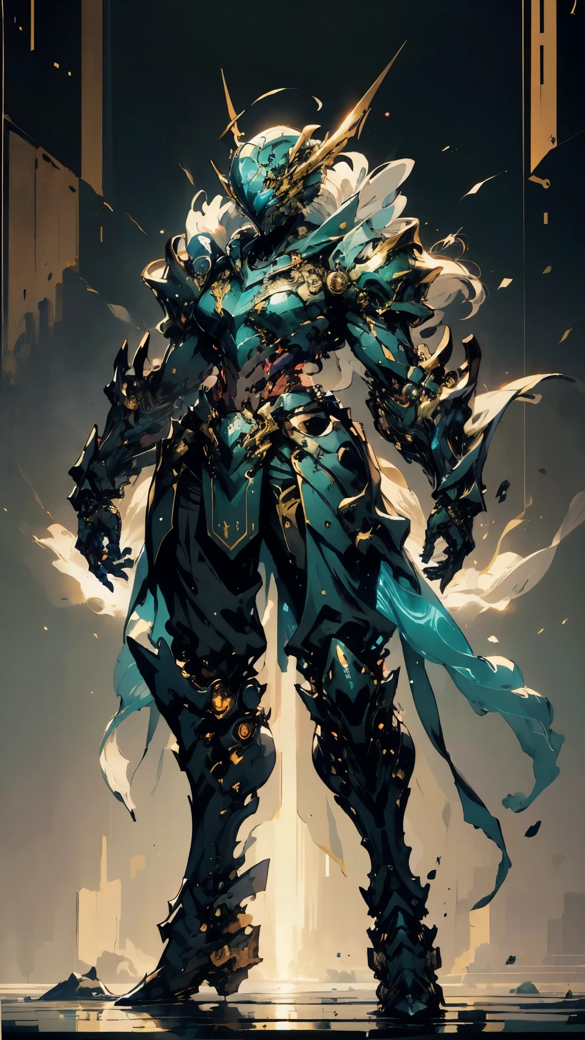 A woman adorned in fantasy-style full-body armor, a crown-concept fully enclosed helmet that unveils only her eyes, a composite layered chest plate, fully encompassing shoulder and hand guards, a lightweight waist armor, form-fitting shin guards, the overall design is heavy-duty yet flexible, (the armor gleams with a golden glow, complemented by red and blue accents), exhibiting a noble aura, she floats above a fantasy-surreal high-tech city, this character embodies a finely crafted fantasy-surreal style armored hero in anime style, exquisite and mature manga art style, (mixture of Queen bee and Spider concept Armor, plasma), ((Element, elegant, goddess, femminine:1.5)), metallic, high definition, best quality, highres, ultra-detailed, ultra-fine painting, extremely delicate, professional, anatomically correct, symmetrical face, extremely detailed eyes and face, high quality eyes, creativity, RAW photo, UHD, 32k, Natural light, cinematic lighting, masterpiece-anatomy-perfect, masterpiece:1.5