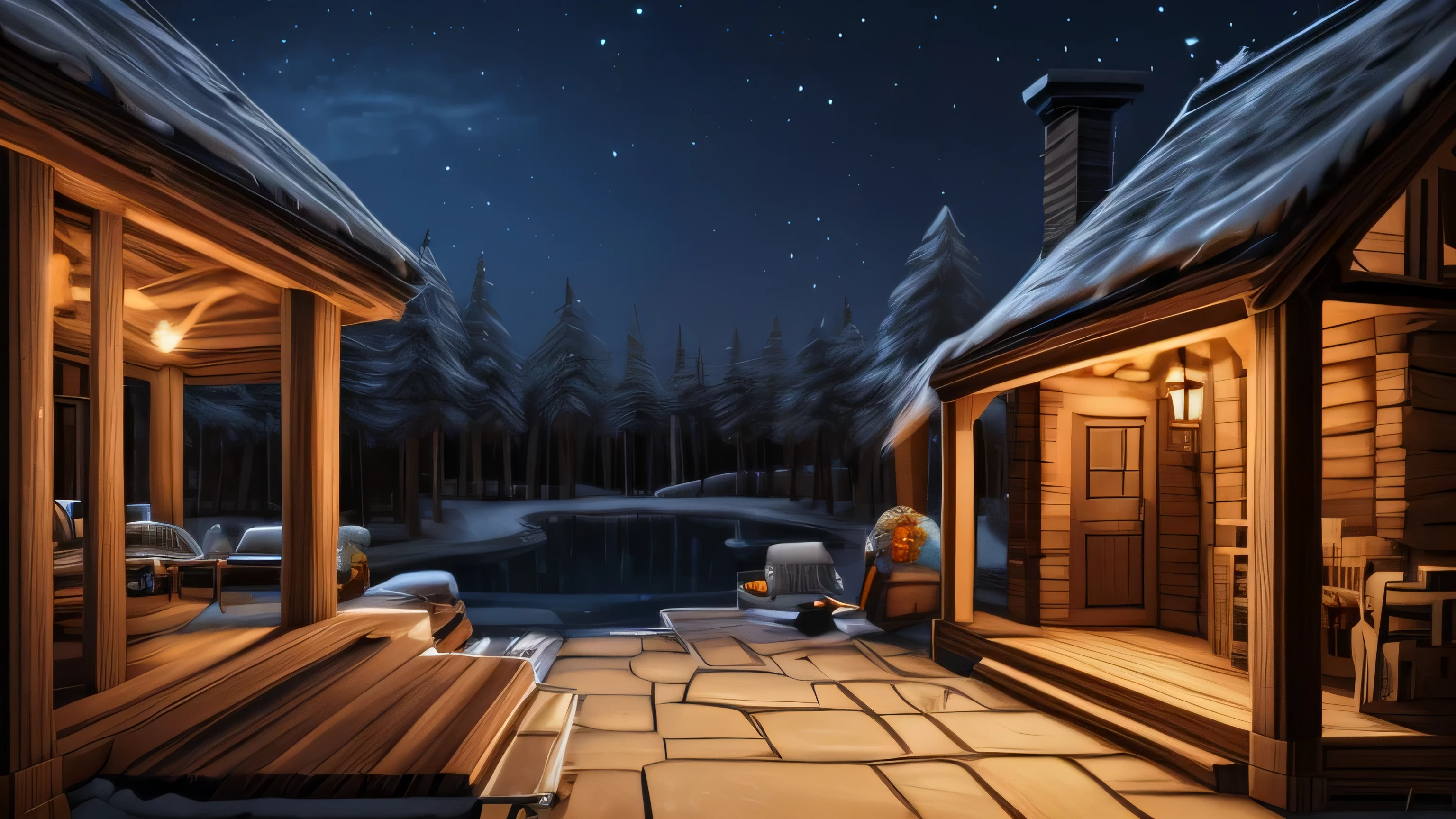 background, maison, Medieval style, planche de bois, nuit