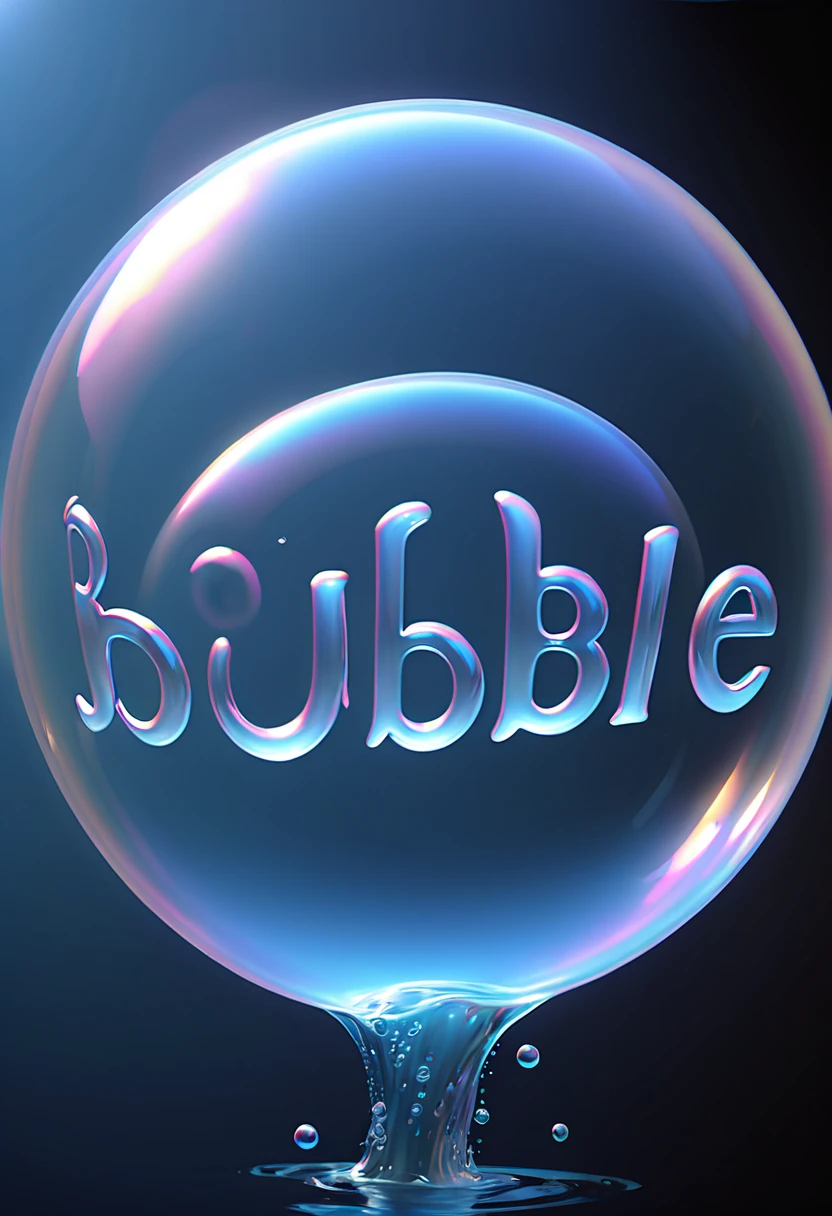 text as "bubble", creative Font Design, typeface, spirit of bubble, bubble background, water, sign-saying ("bubble":1.3), 3D Art, concept artist, by Drew Struzan and Ralph McQuarrie, (best quality, masterpiece, Representative work, official art, Professional, Ultra high detail, 8k:1.3)