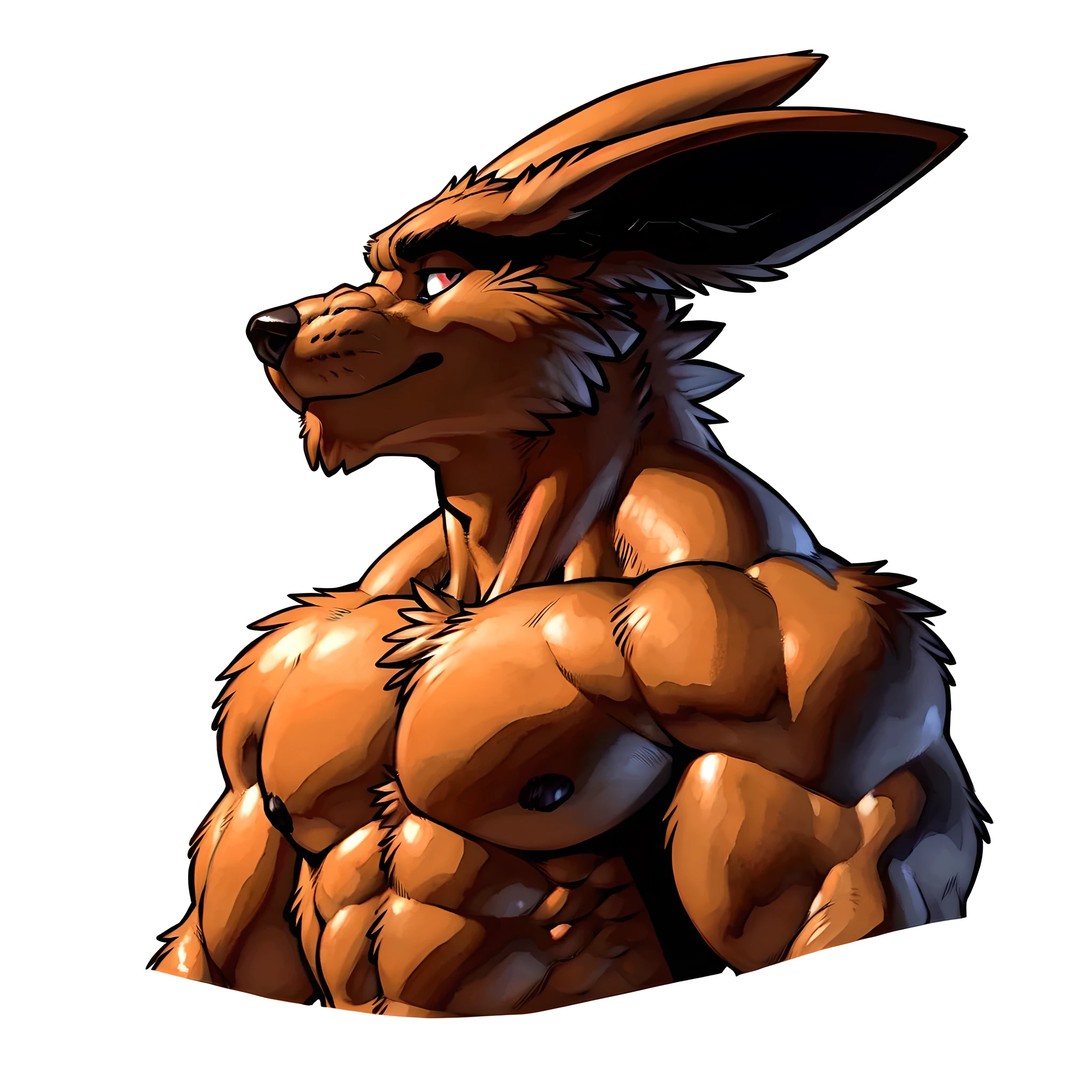 kurama, 4k, high resolution, best quality, detailed, posted on e621, solo, anthro body, older male, masculine:1, male, very masculine, (very muscular, heavyweight:1.25), (white background, no background:1.2), (correct anatomy):1, (detailed eyes:1.1), sexy, (cel shaded:1.2), cartoony shading, (watercolors:1.2), strong shadows, confident, (by takemoto arashi, by meesh, by Taran Fiddler), strong, (half body, upper body:1.1)