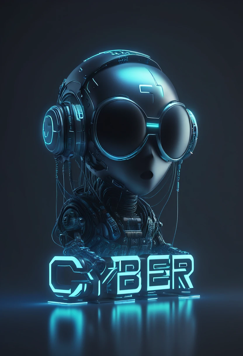 text as "cyber", creative Font Design, typeface, spirit of cyberpunk, sign-saying ("cyber":1.3), 3D Art, concept artist, by mooncryptowow and popular science, best quality, masterpiece, Professional, 8k