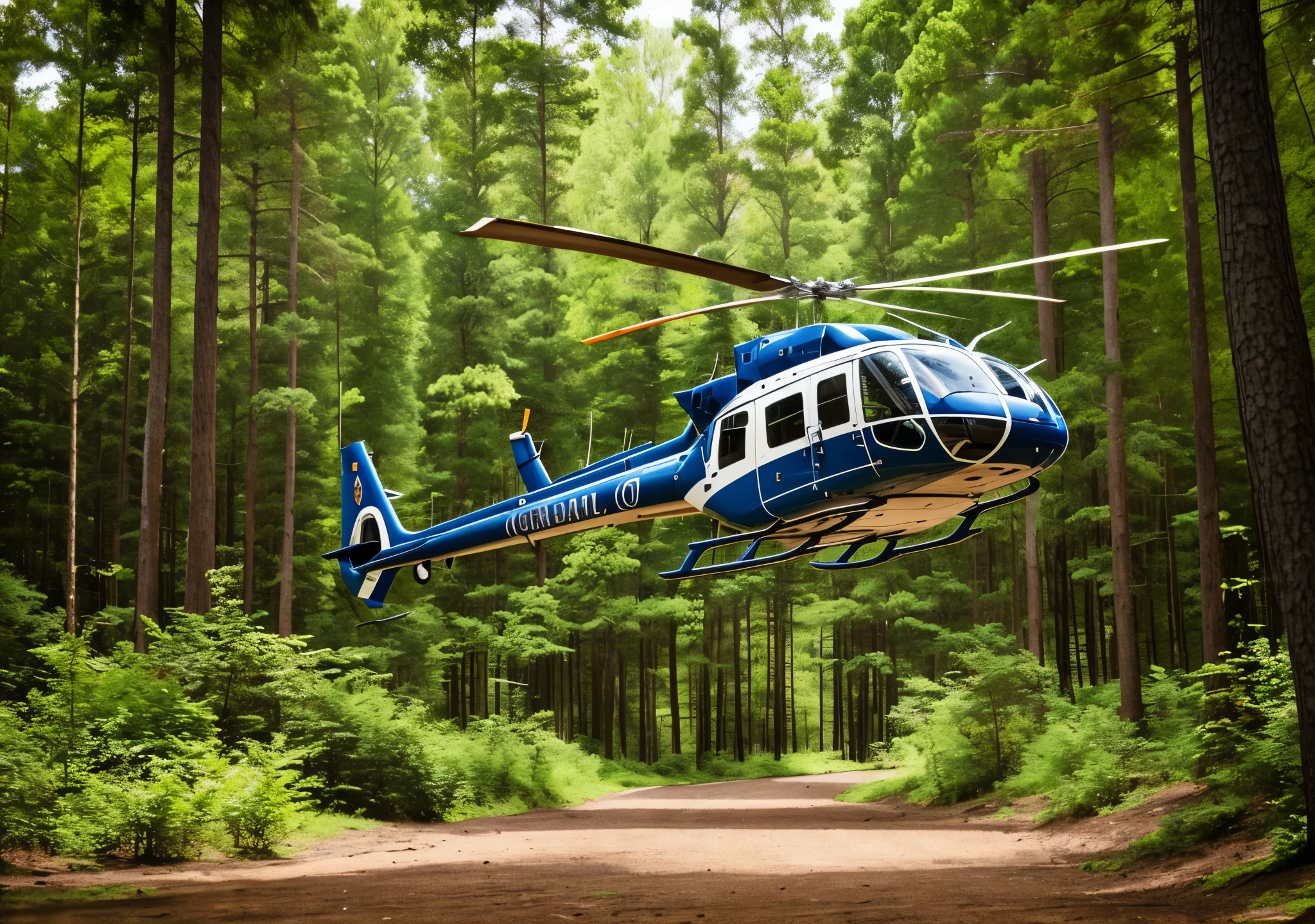 helicopter in the forest