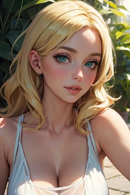 female,green eyes,blond hair,milf,mother,cute face,beatiful,good quality,illustration