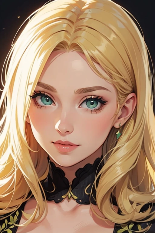 female,green eyes,blond hair,milf,mother,cute face,beatiful,good quality,illustration