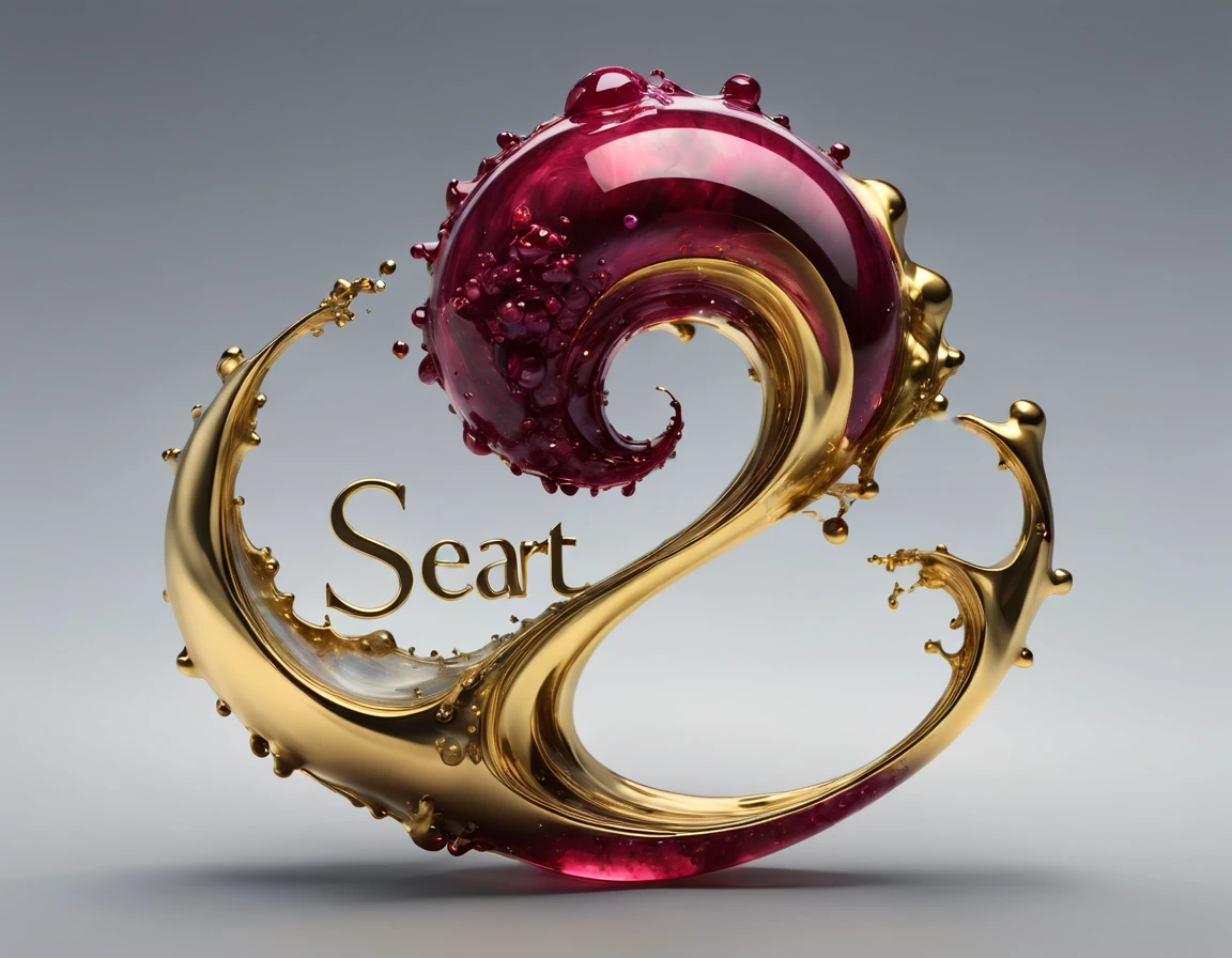 Logo "seaArt", text "seaArt", , txt says "seaArt" . gold silver and molten ruby, reminiscent of Alberto Seveso's 3d. 32k, ultra-clear, digital render, golden ratio High Resolution, High Quality, Masterpiece