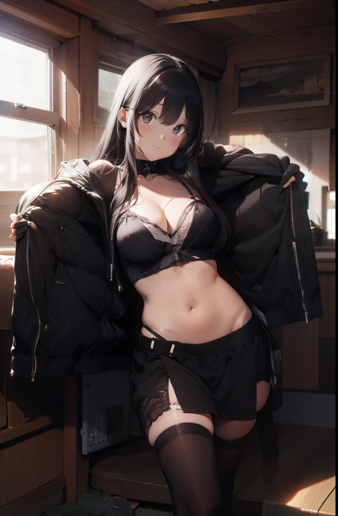 super high quality, ultra high resolution, hyper-detailed, high contrast, ultra fine strike, creative sophistication,black hair,living room,camisole