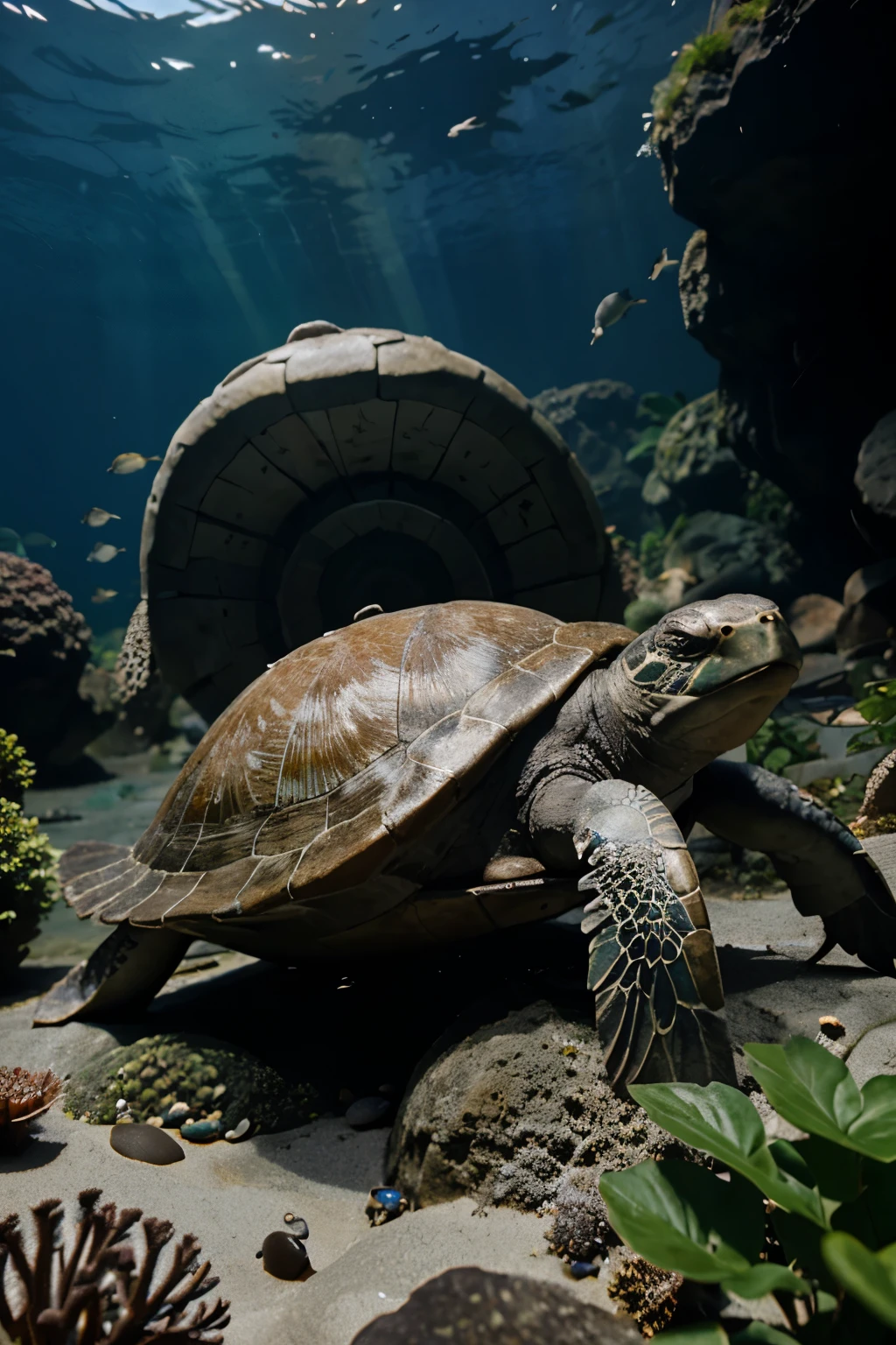 4k, meisterwerk, best quality, korallenriff, fische, Turtle, unterwasser, fotoecht